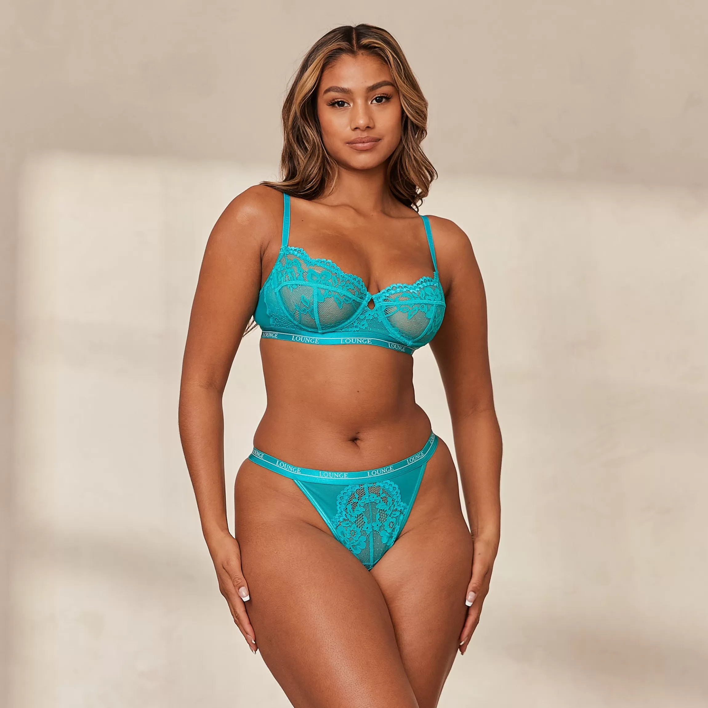 Lounge Blossom Balcony BH & String Set - Blauwgroen Shop