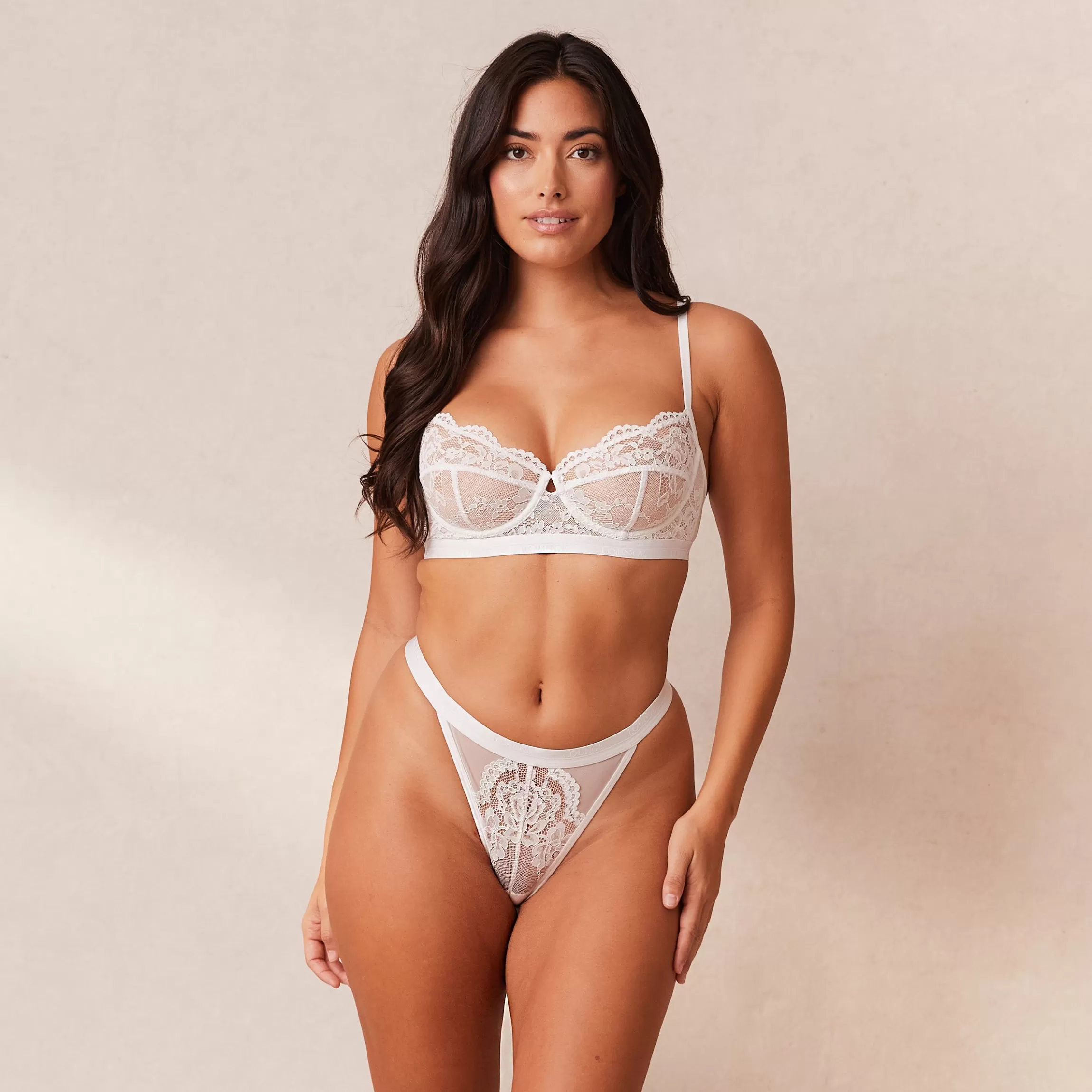 Lounge Blossom Balcony Bra & Thong Set - White Wit Cheap