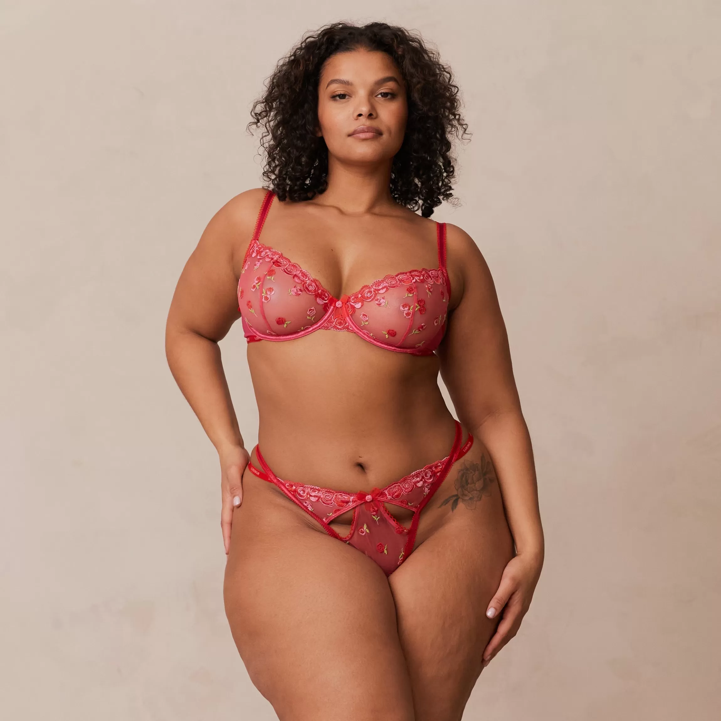 Lounge Blush Embroidered Balcony BH & G-string/Slip Set - Felroze Hot