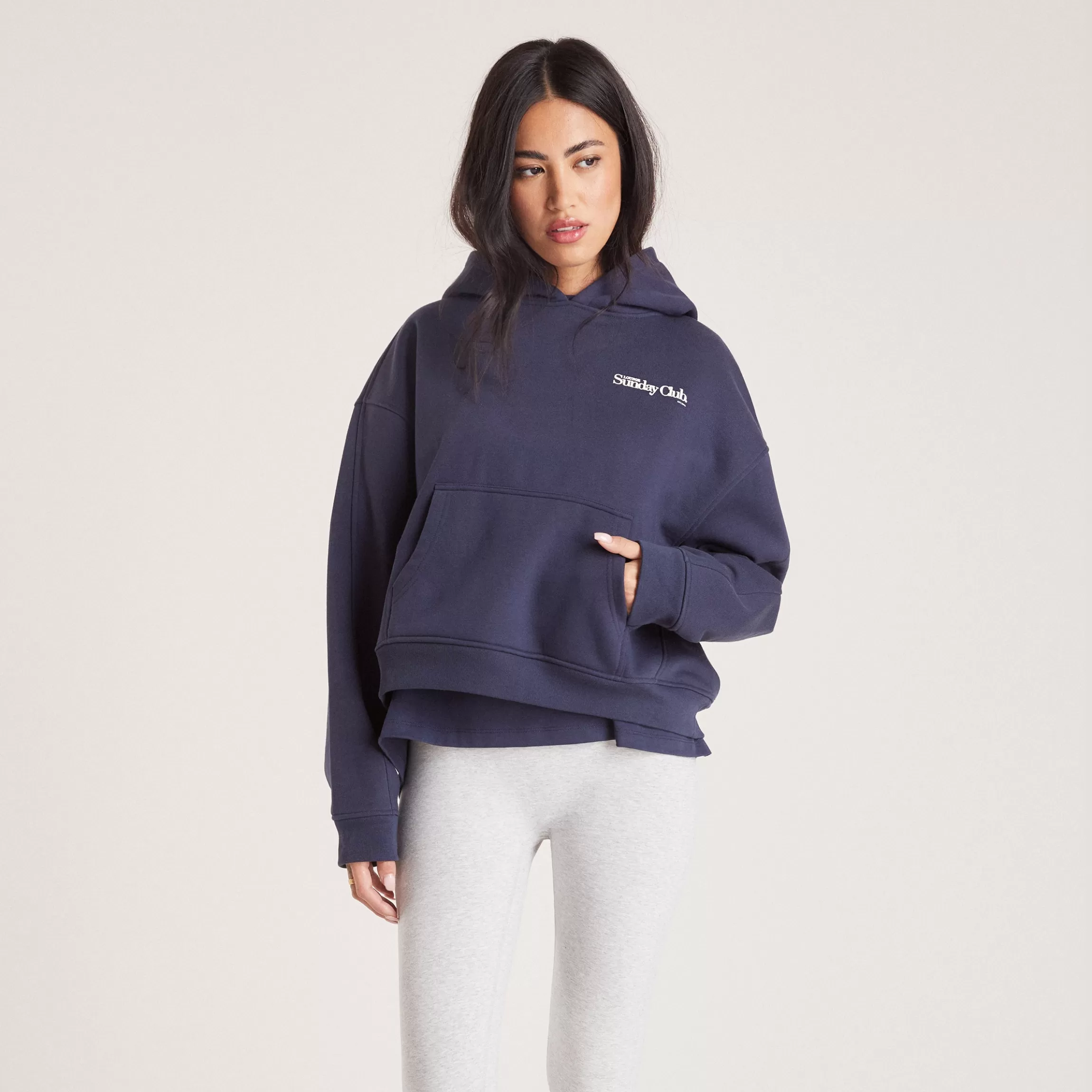 Lounge Boxy Hoodie - Inktblauw Store