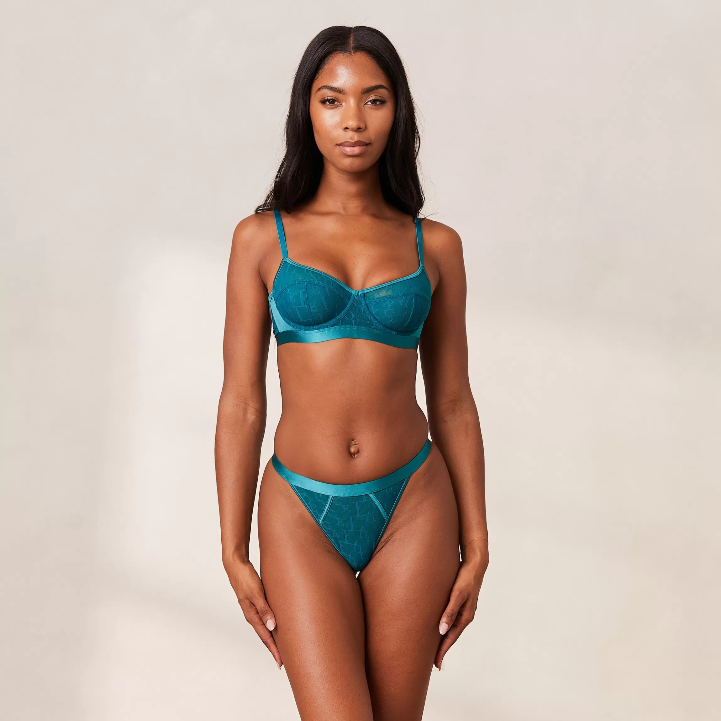 Lounge Chic Balcony BH & String Set - Turkoois Best