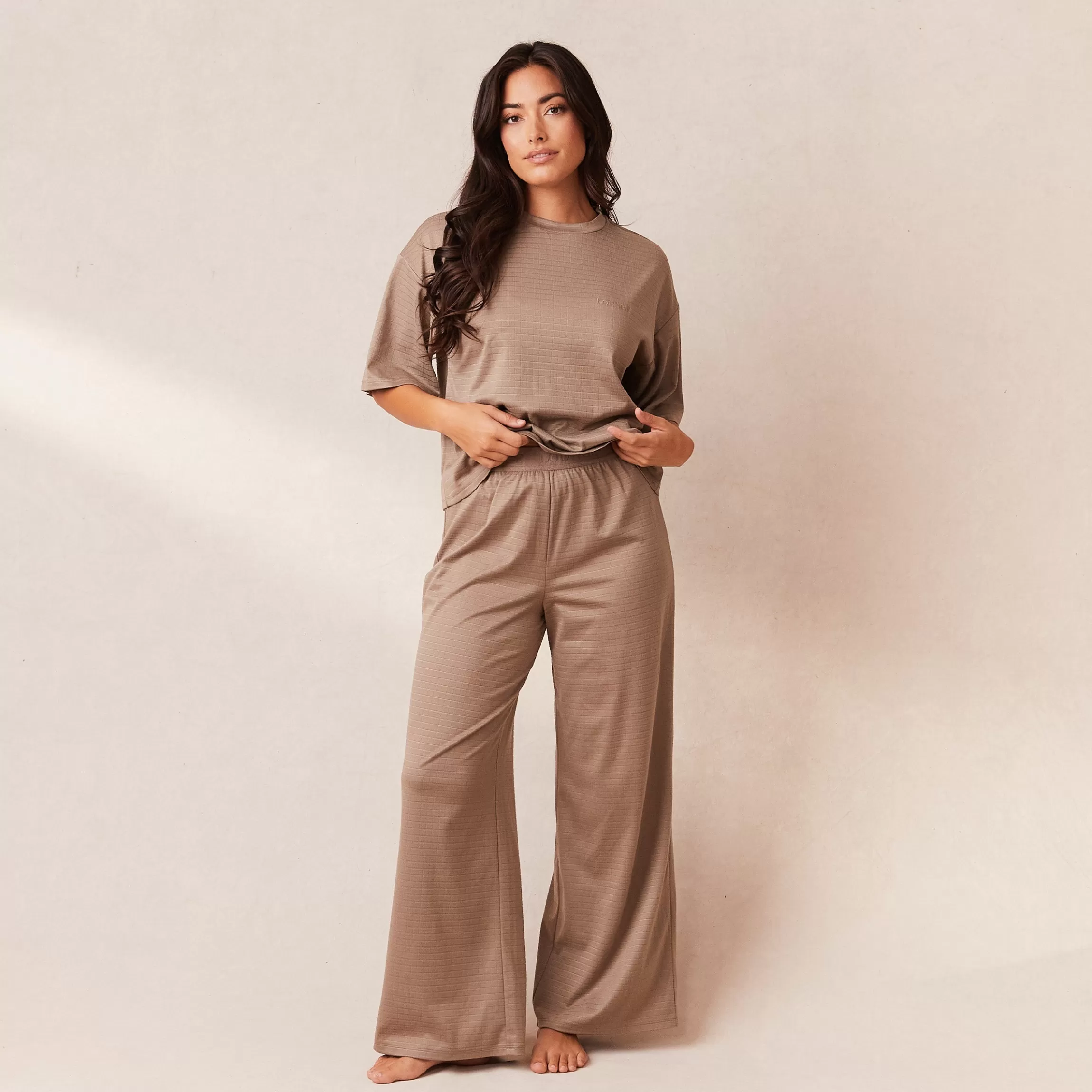 Lounge Classic Fleece Oversized Pyjama Broek - Fawn Flash Sale