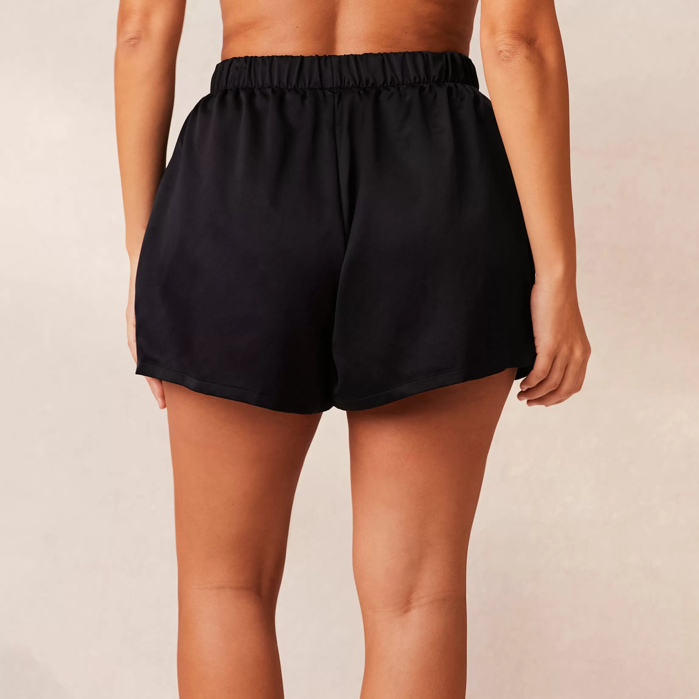 Lounge Classic Satin Pyjama Korte Broek - Zwart Clearance