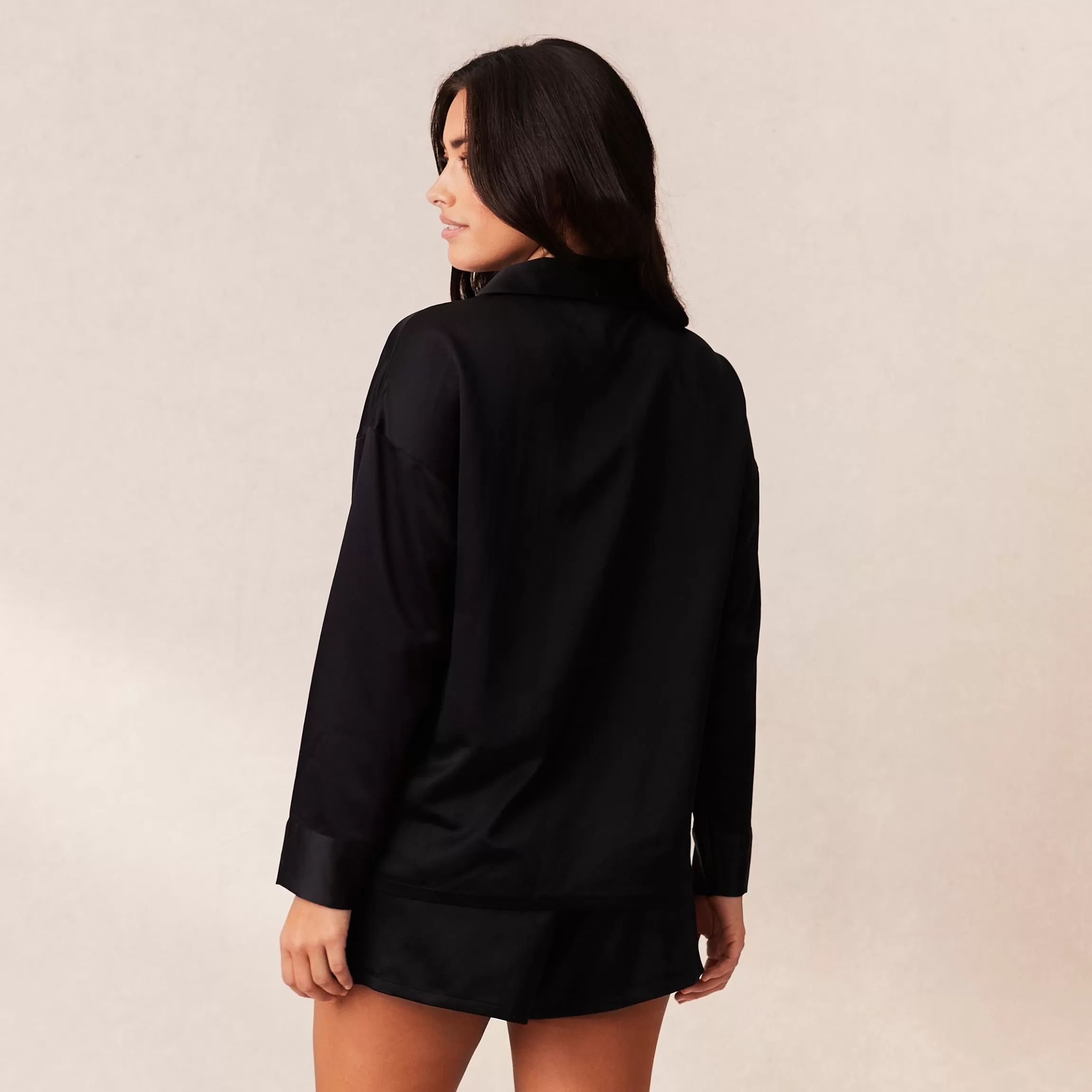 Lounge Classic Satin Pyjama Shirt - Zwart Best