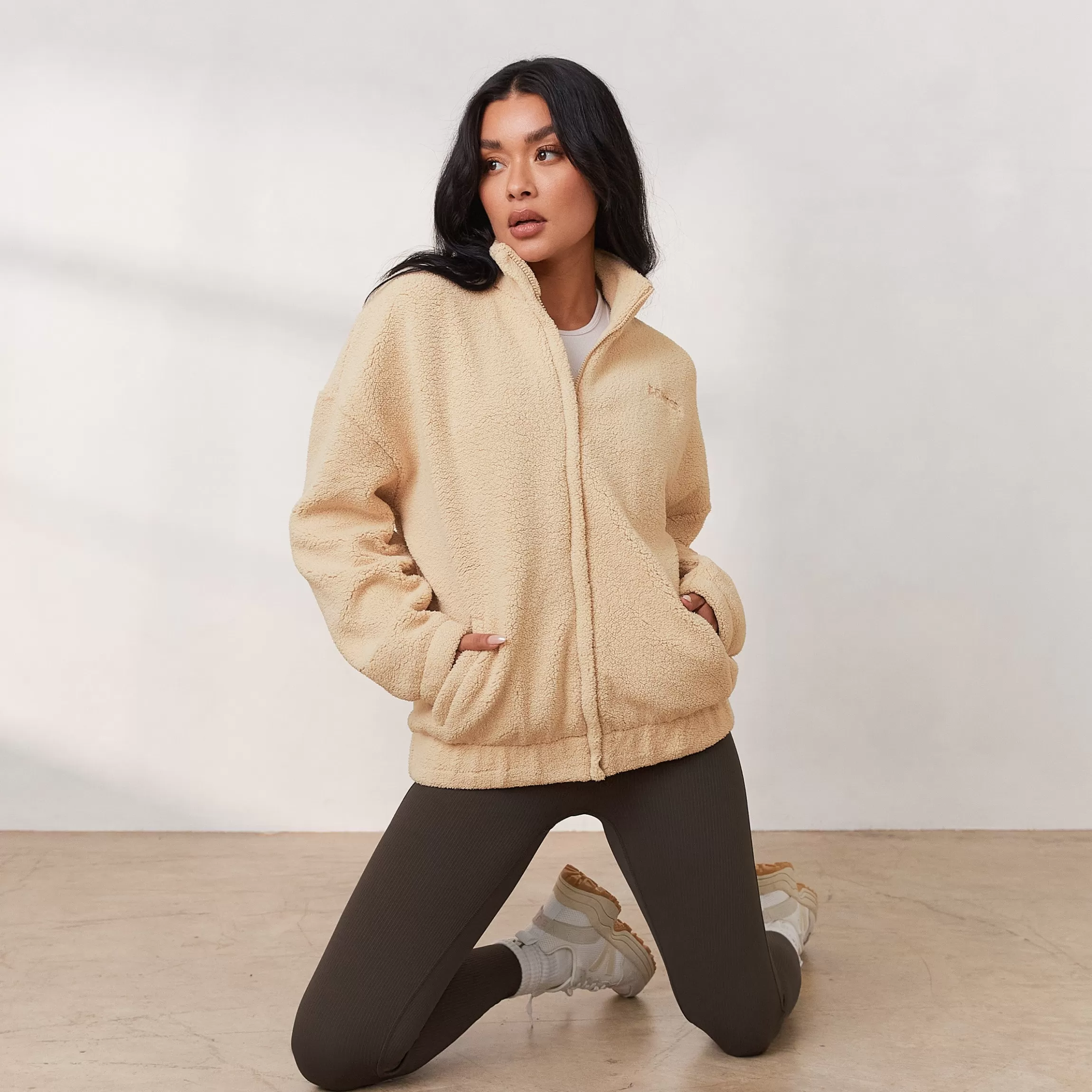Lounge Cosy Fleecejas met Rits - Crème Online
