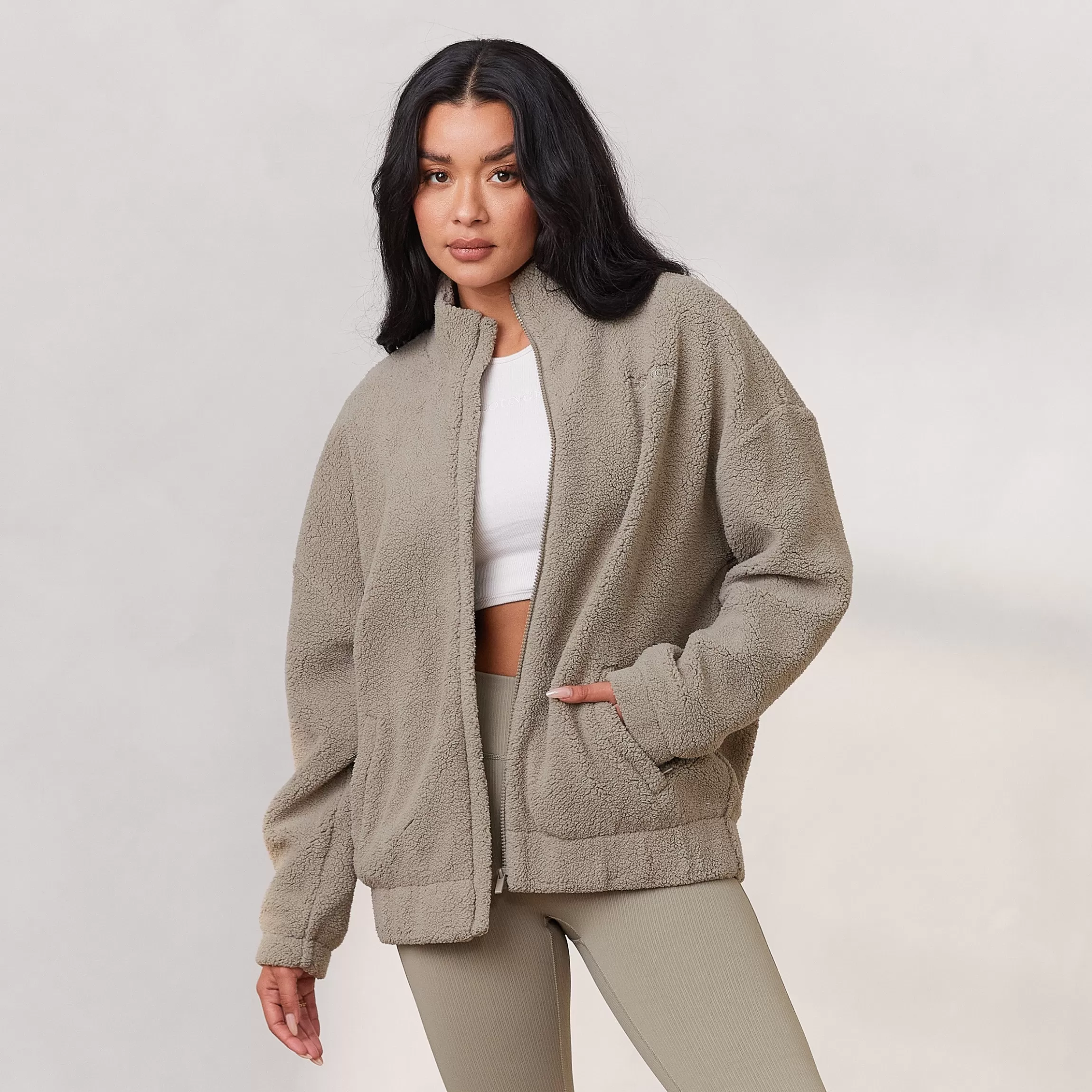 Lounge Cosy Fleecejas met Rits - Haver Sale