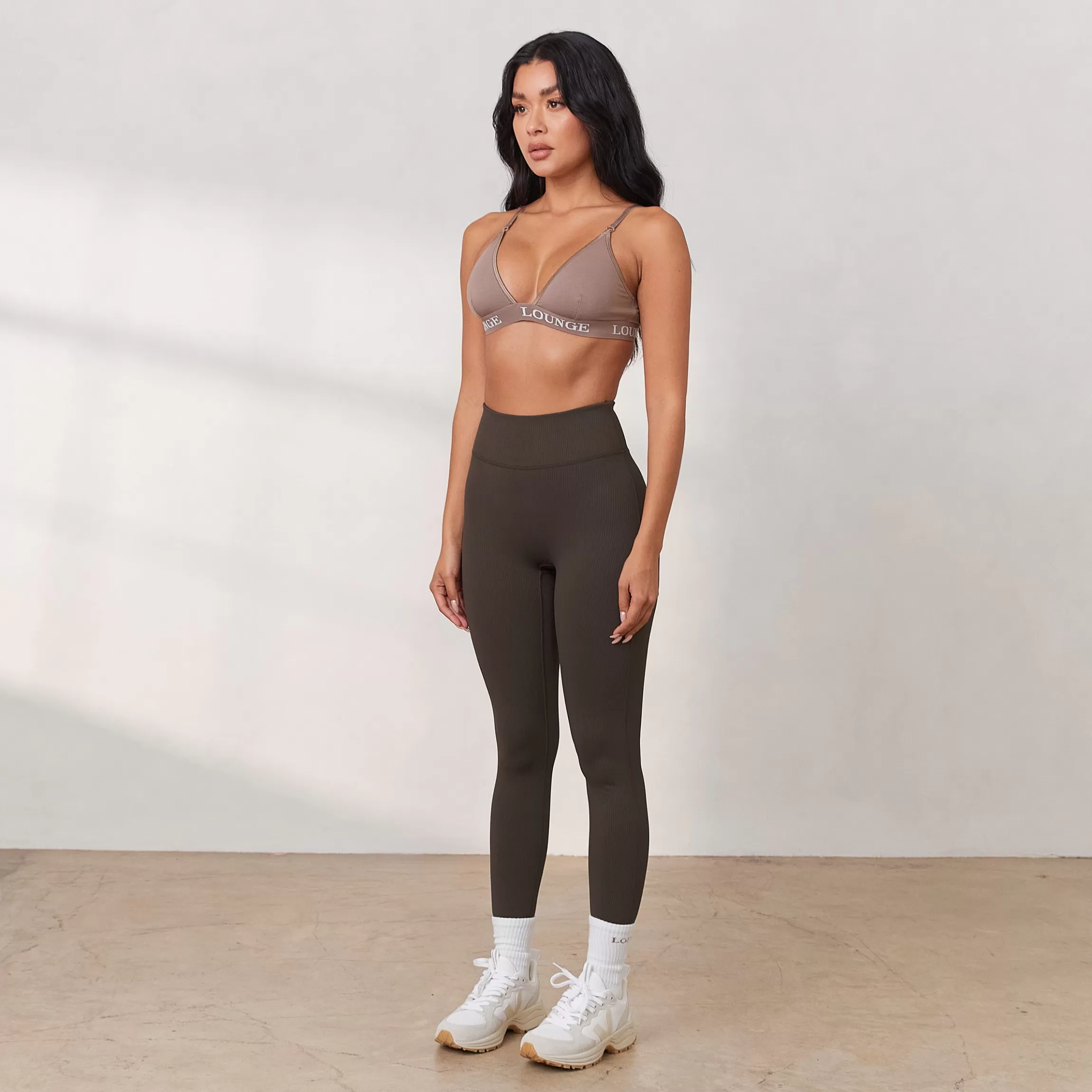 Lounge Cosy Geribde Legging - Espresso Best