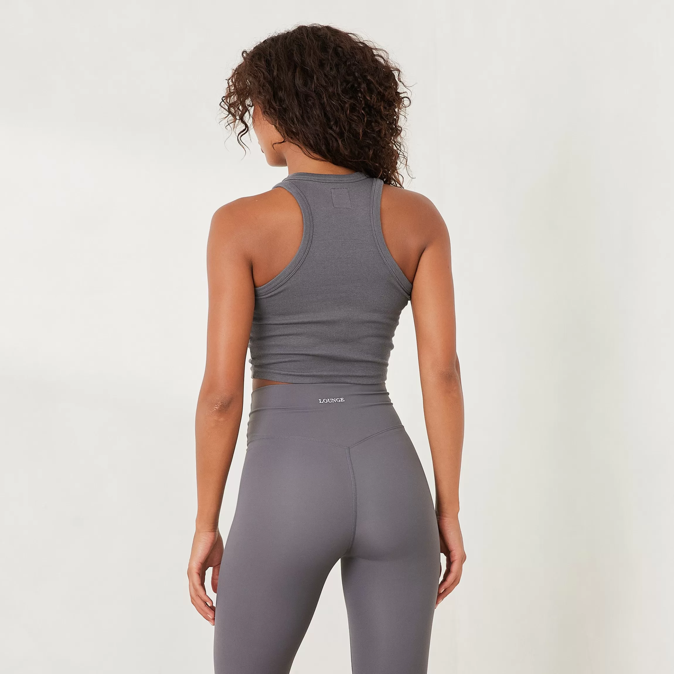 Lounge Essential Geribd Racerback Top - Houtskool Cheap