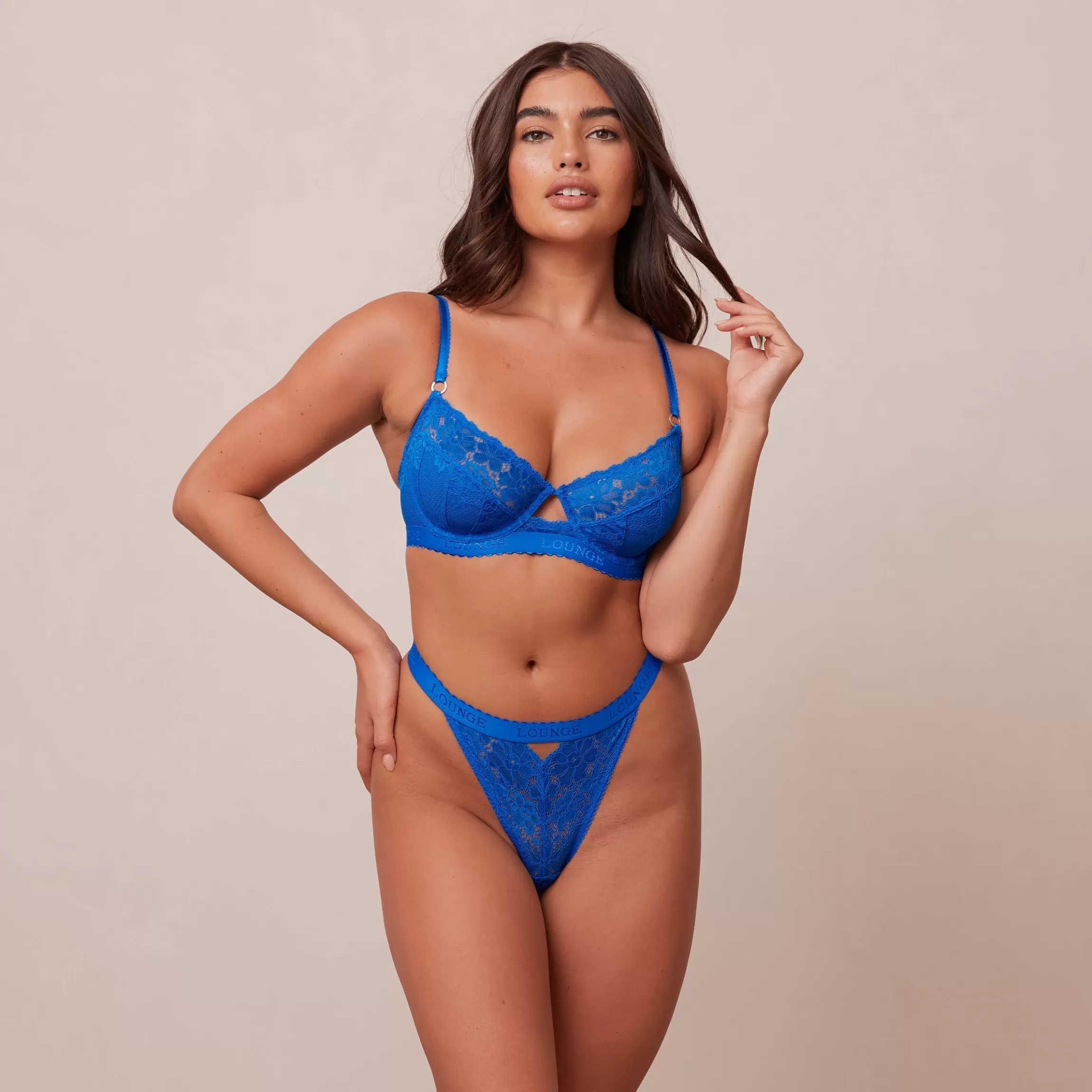 Lounge Flair Balcony BH & String/Slip Set - Kobaltblauw Store