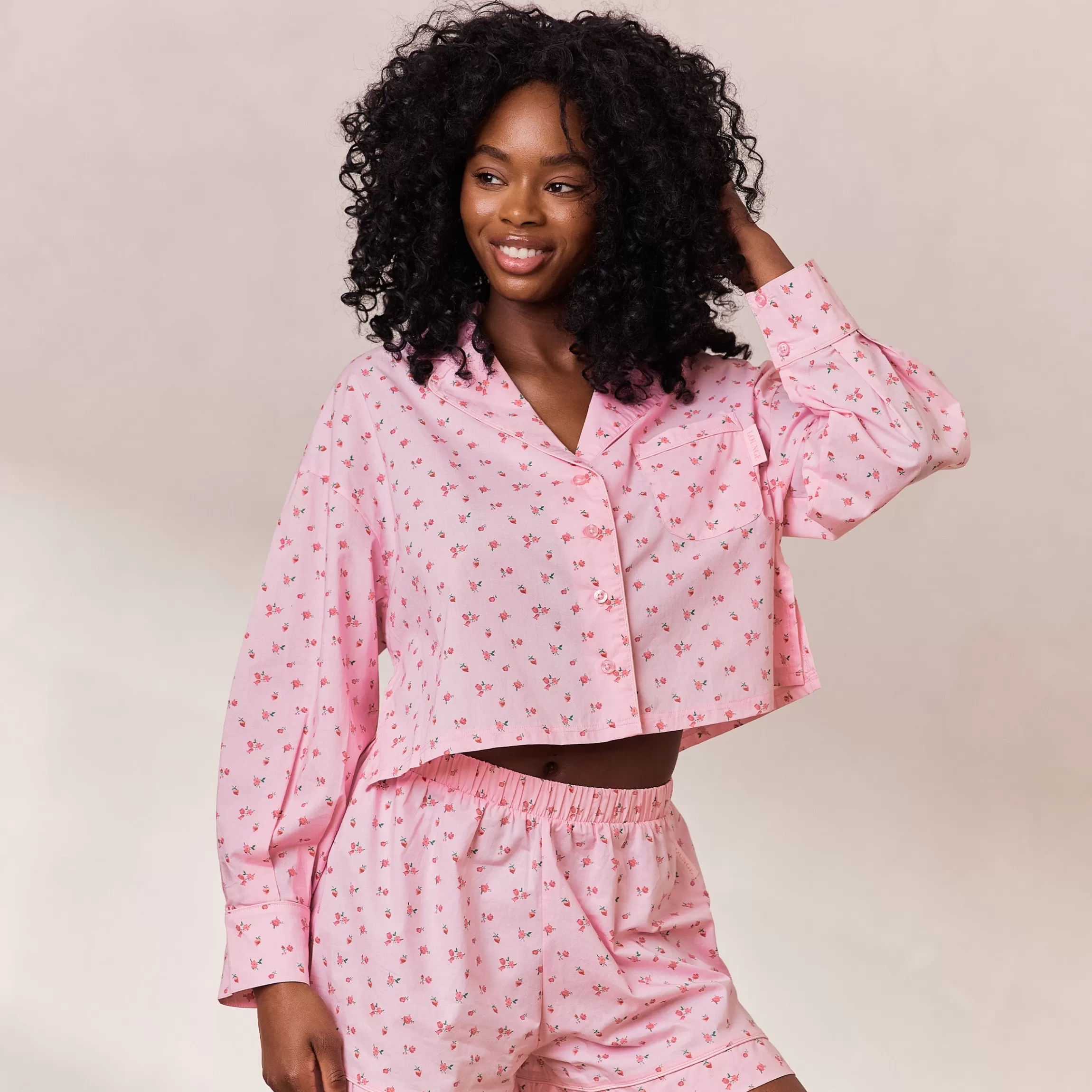 Lounge Floral Pyjama Shirt - Roze Print RozePrint Flash Sale