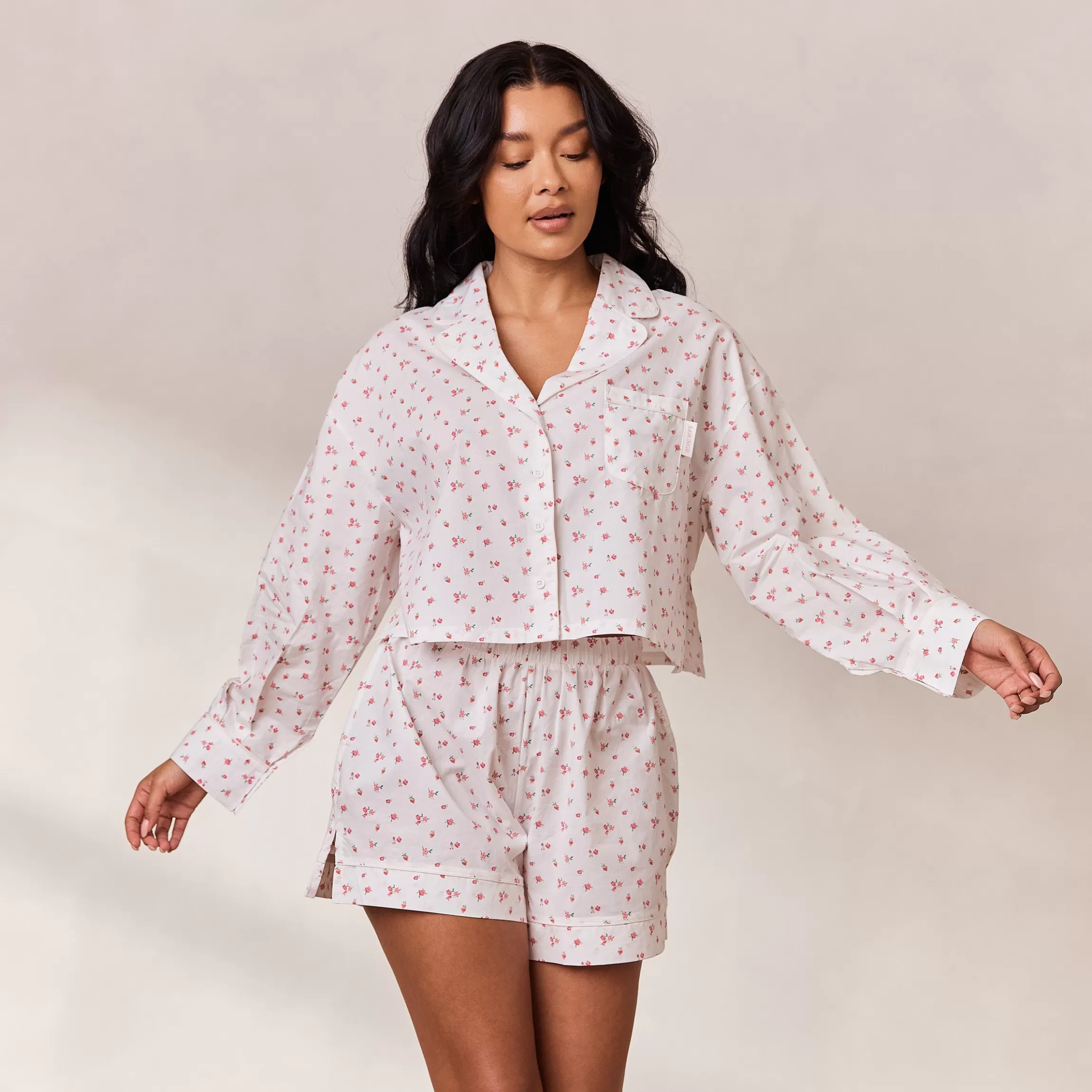 Lounge Floral Pyjama Shirt - Wit Print WitPrint Clearance