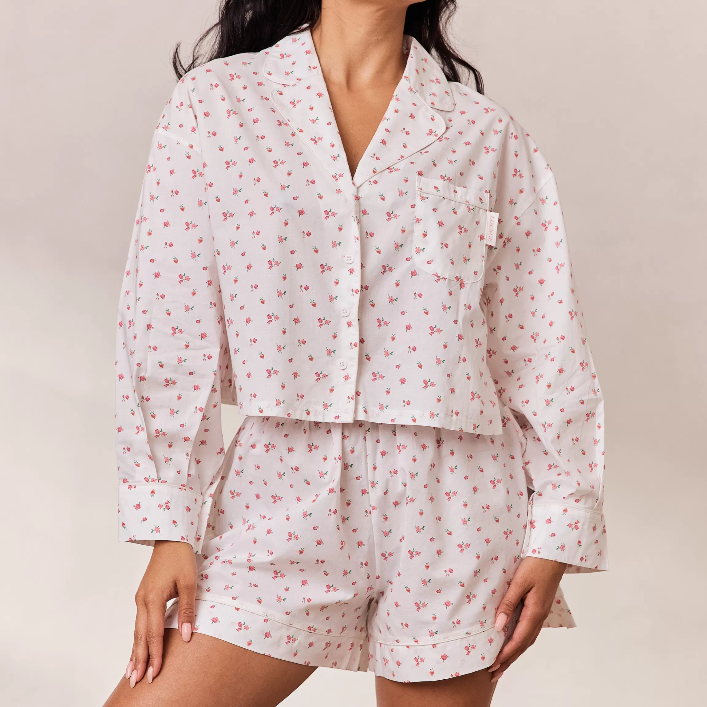 Lounge Floral Pyjama Shirt - Wit Print WitPrint Clearance