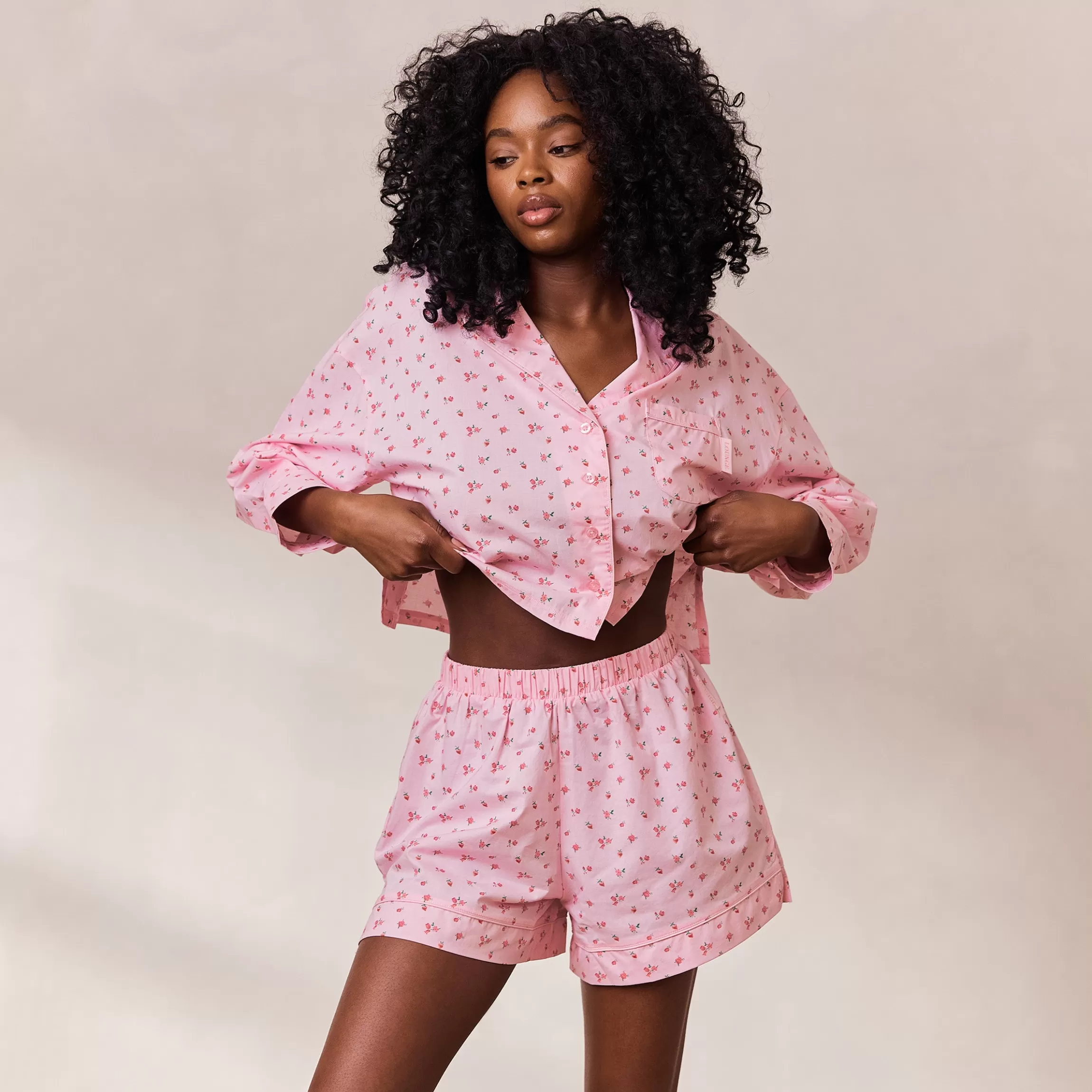 Lounge Floral Pyjamashorts - Roze Print RozePrint Clearance
