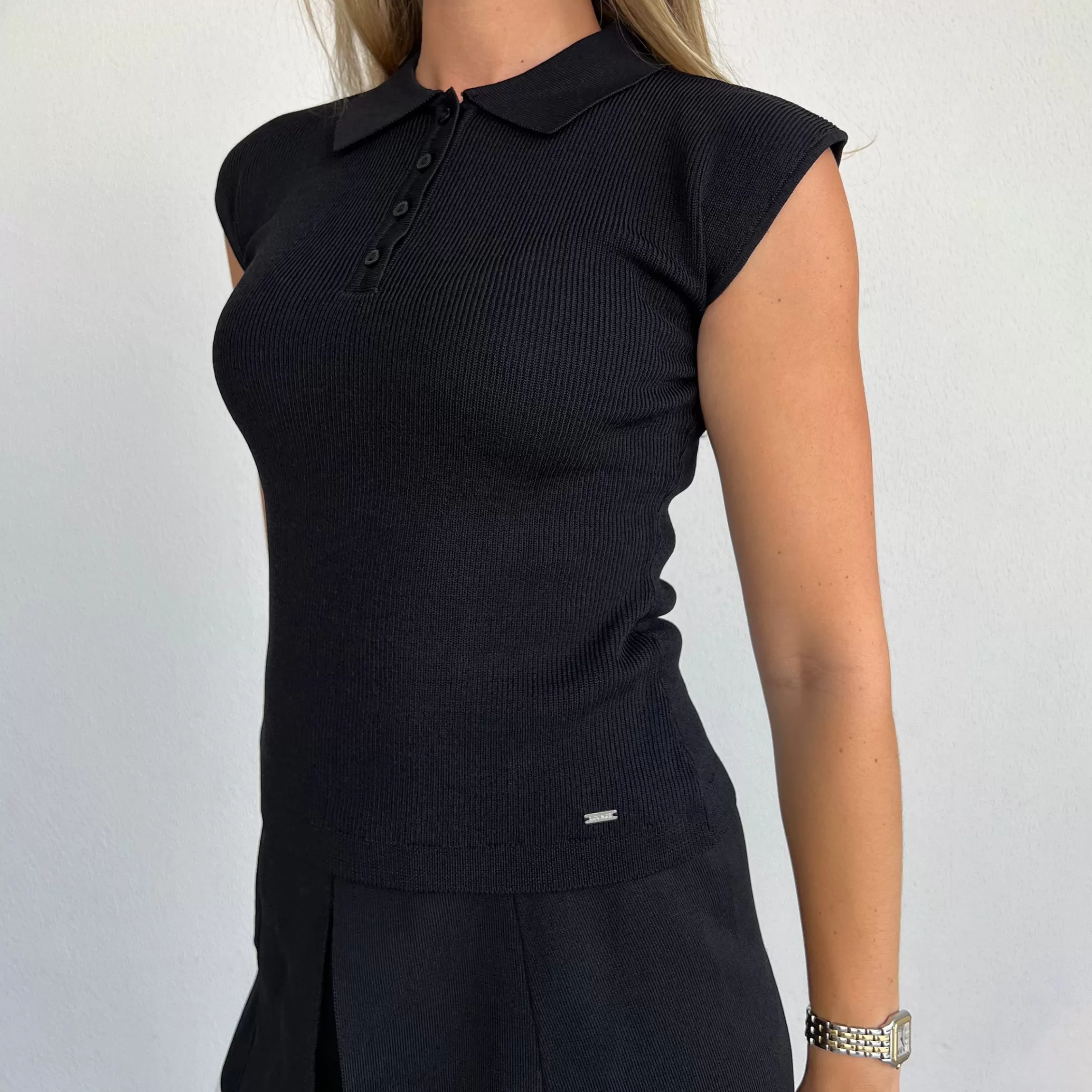 Lounge Gebreide Top met Kapmouwen - Zwart Discount