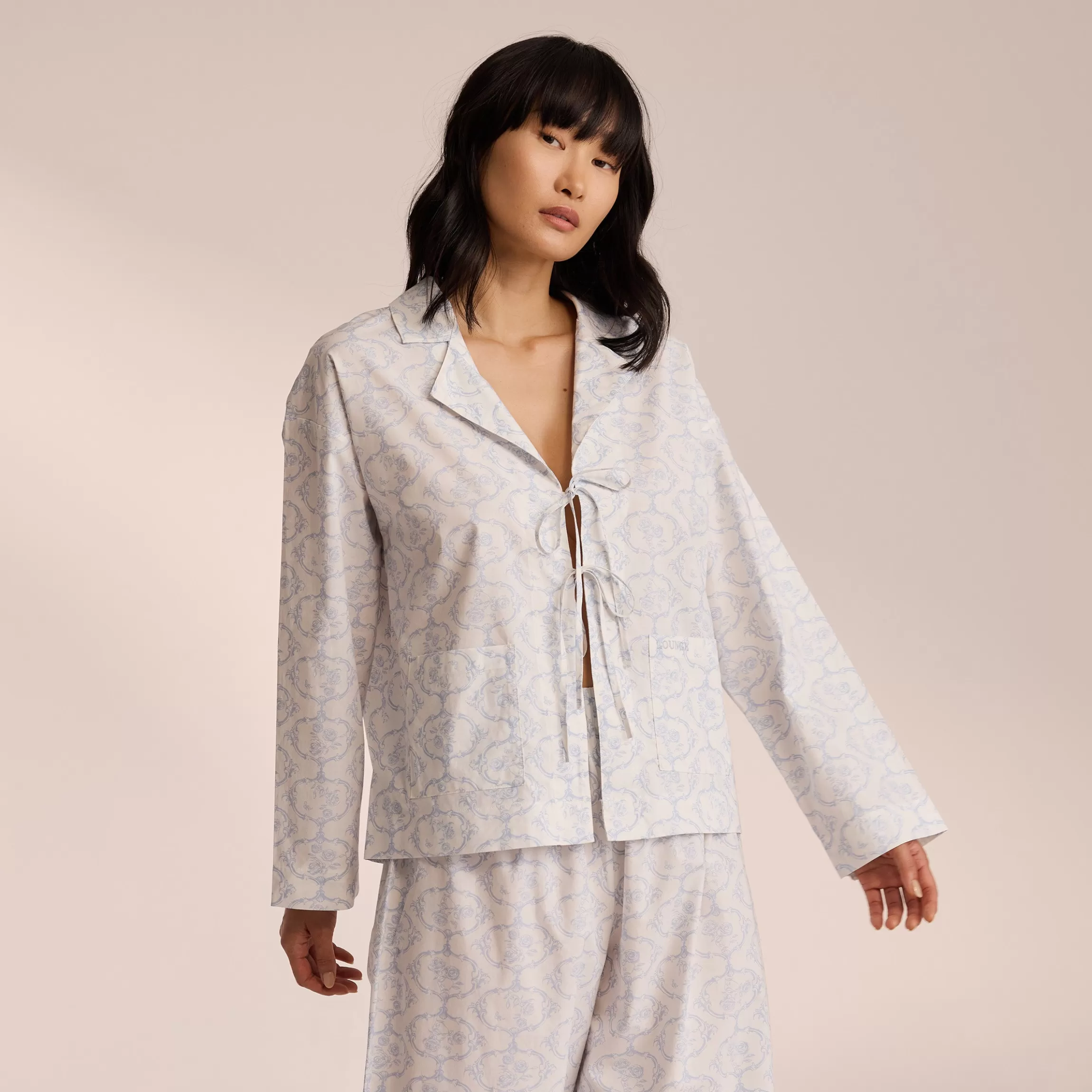 Lounge Katoenen Pyjama Shirt - Blauw Discount