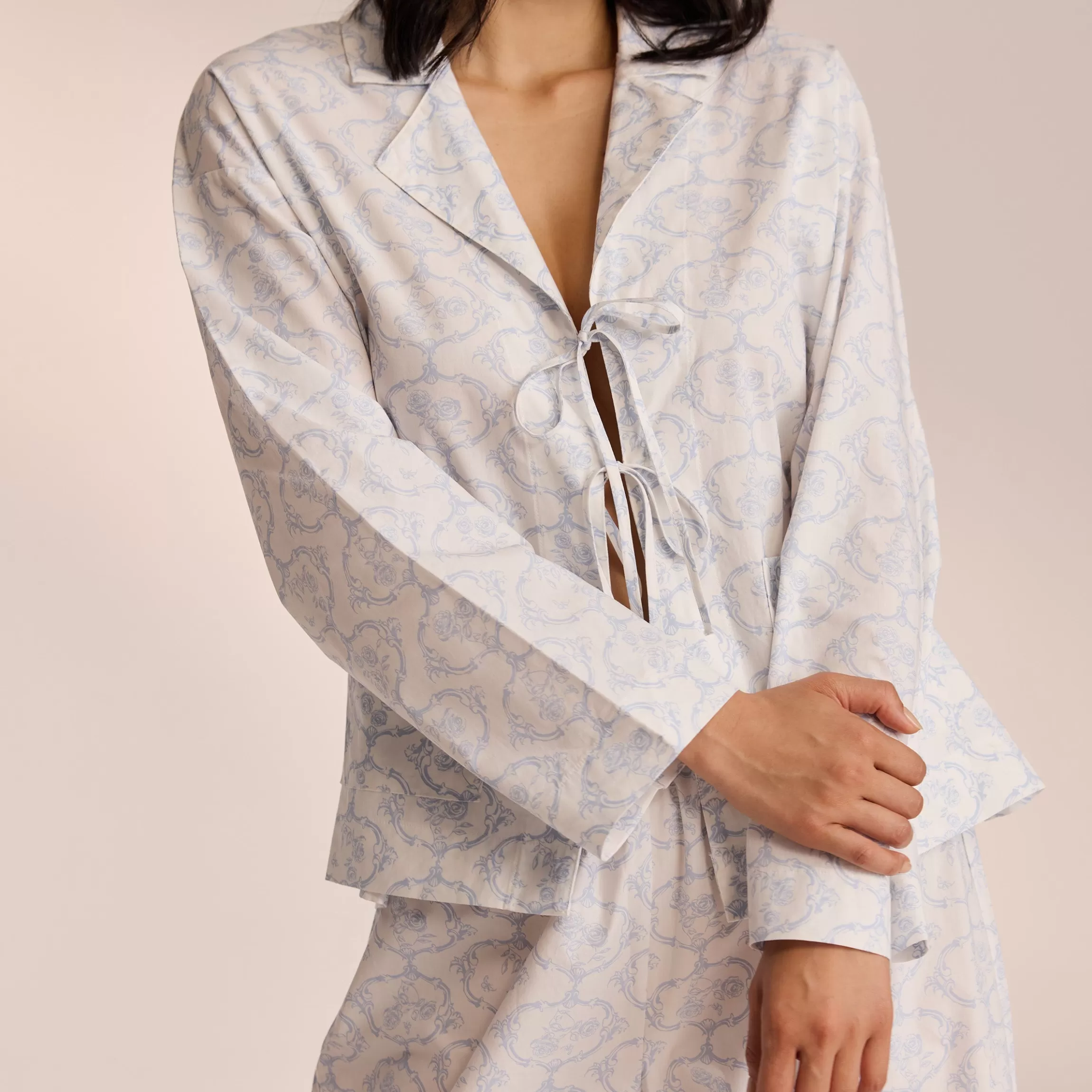 Lounge Katoenen Pyjama Shirt - Blauw Discount