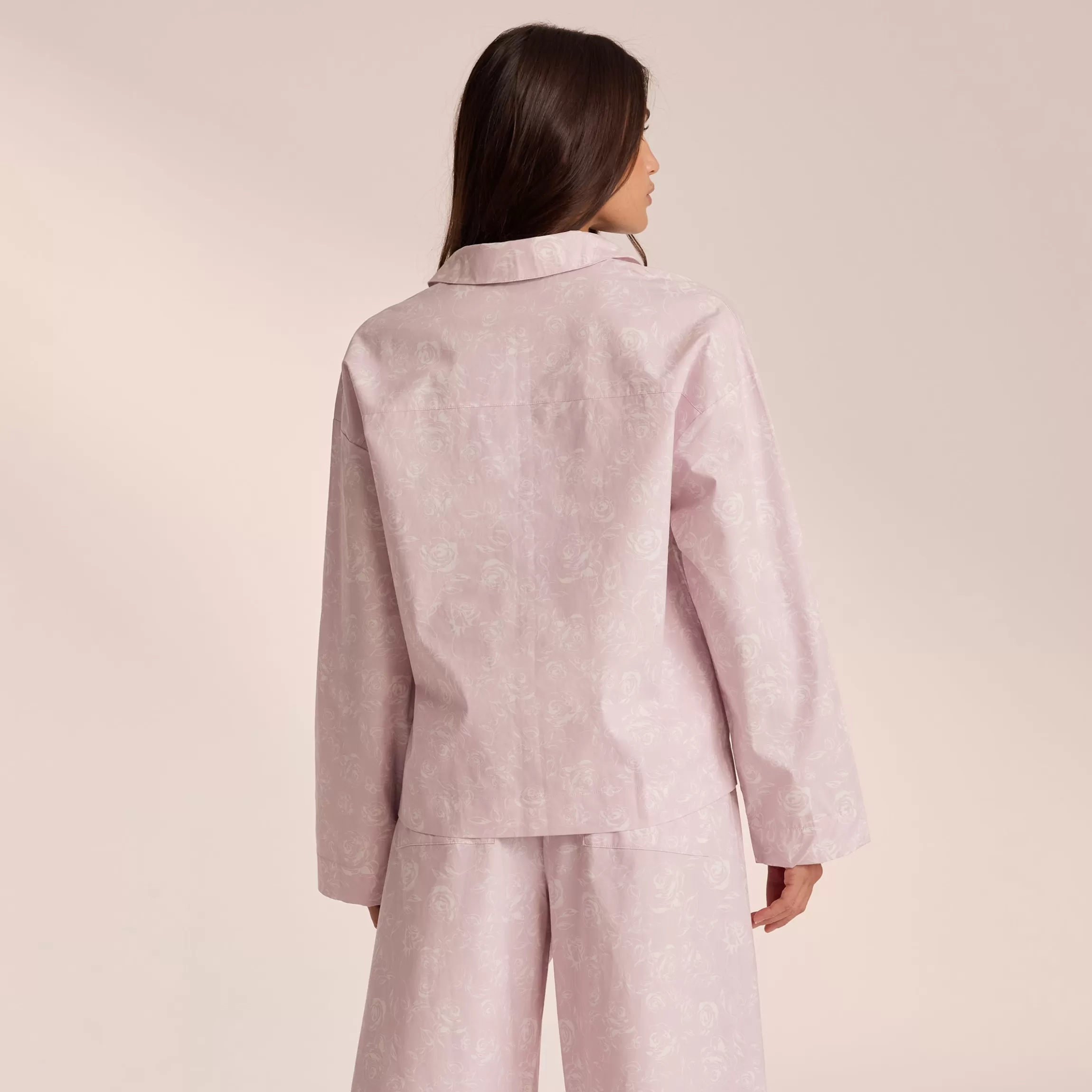 Lounge Katoenen Pyjama Shirt - Lila Sale