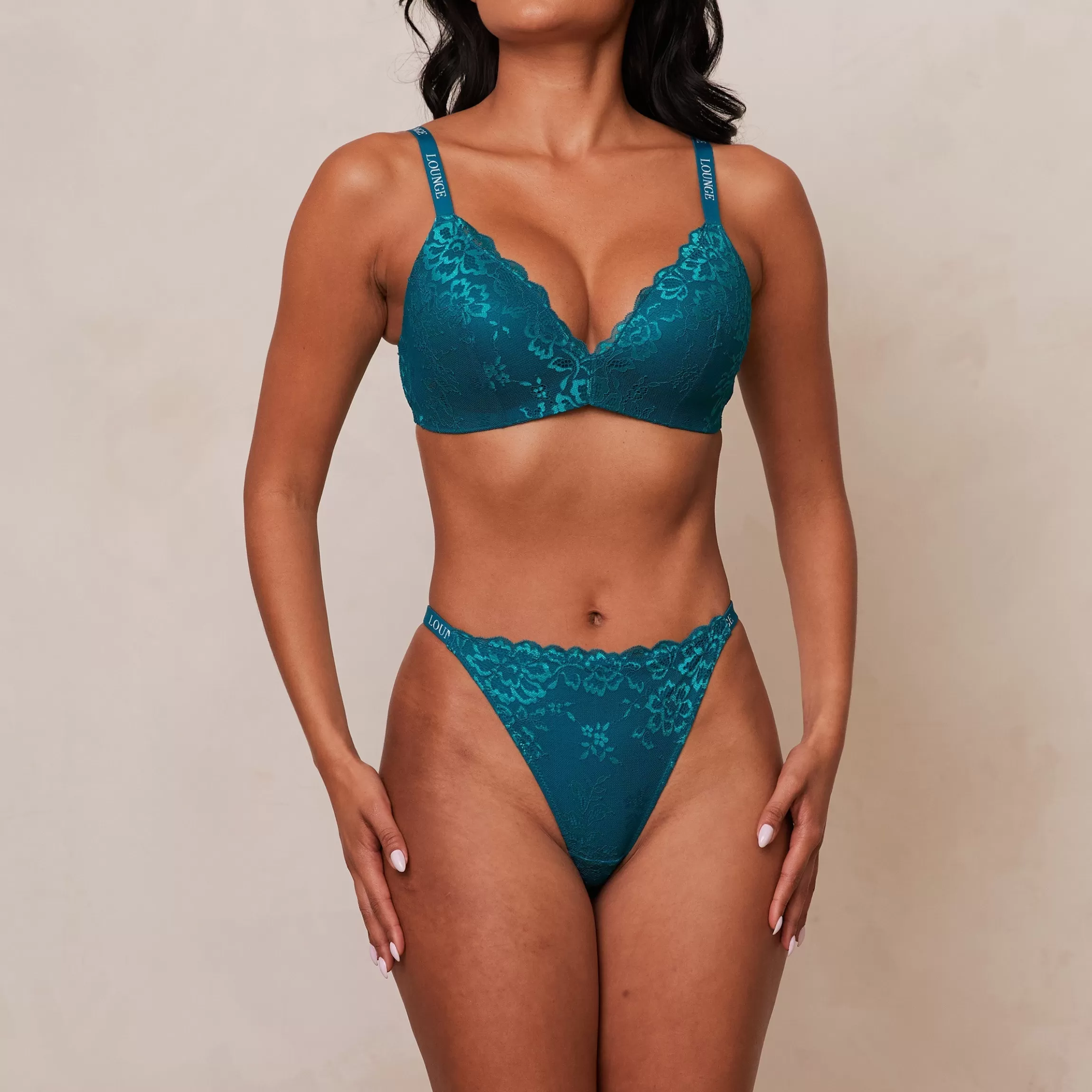 Lounge Lace Magic BH & String Set - Turkoois Outlet