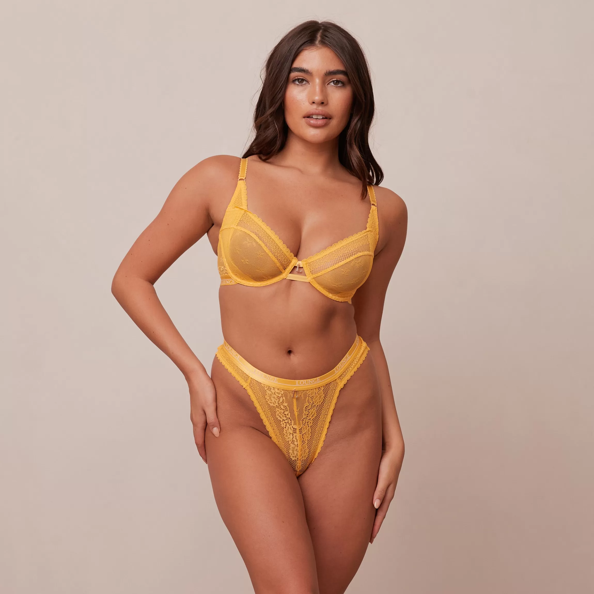 Lounge Liberty Balcony BH & String/Slip Set - Mosterd Outlet