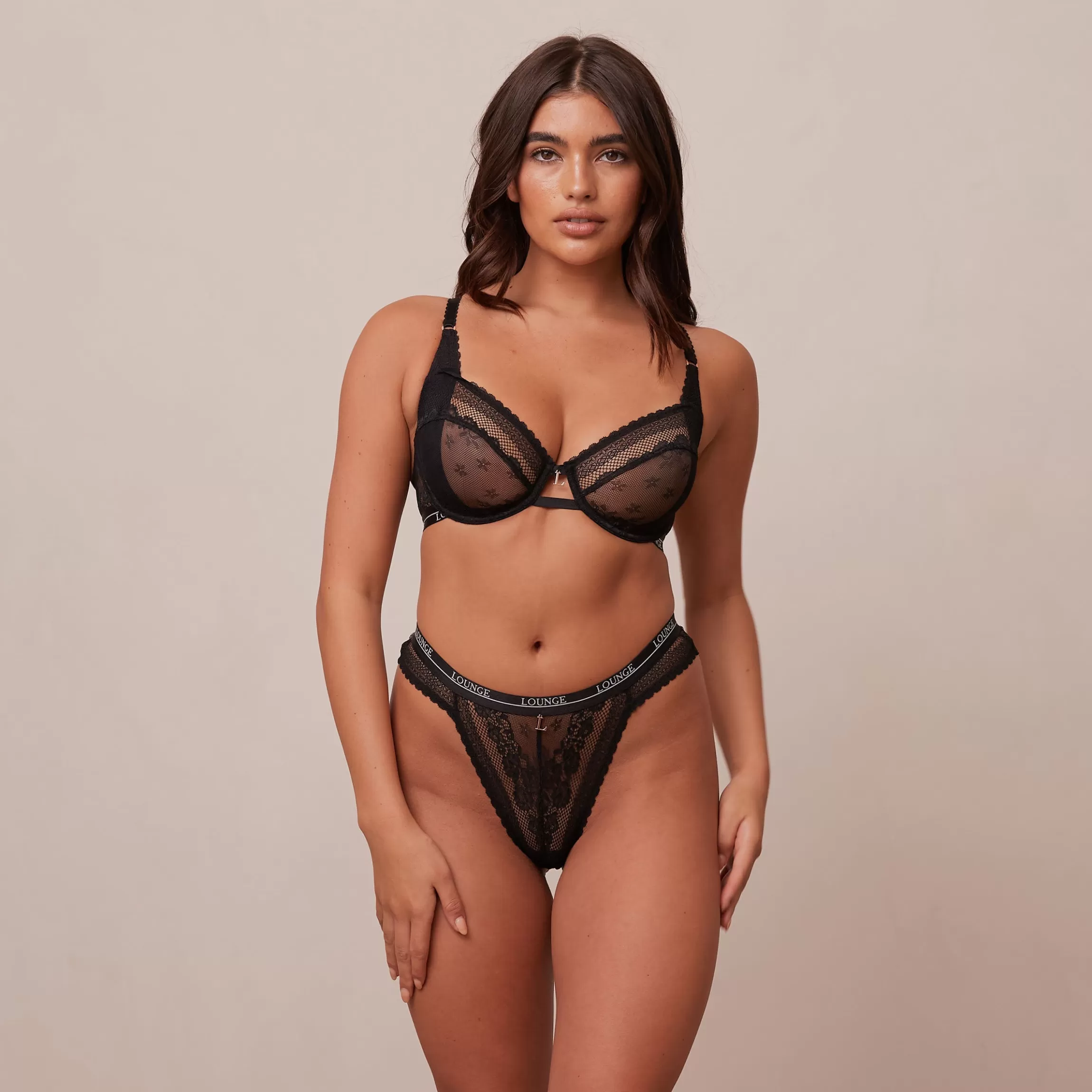 Lounge Liberty Balcony BH & String/Slip Set - Zwart Black Clearance