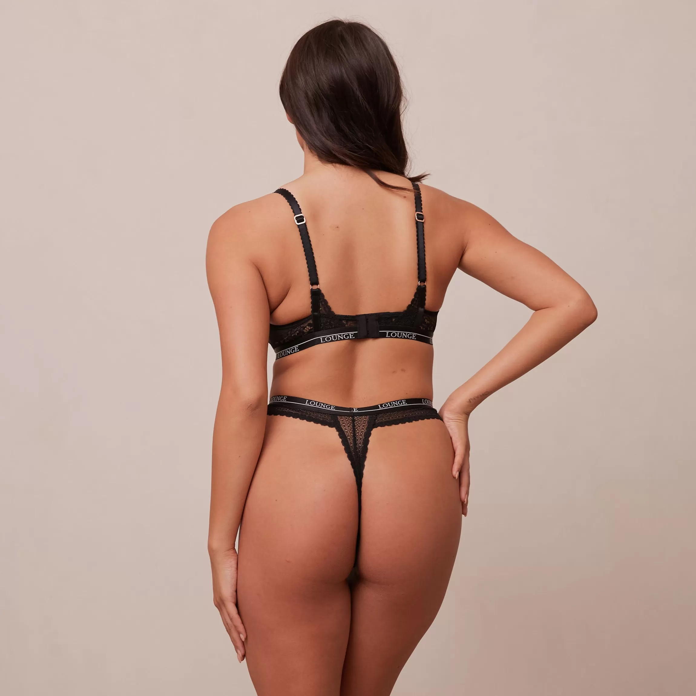 Lounge Liberty Balcony BH & String/Slip Set - Zwart Black Clearance
