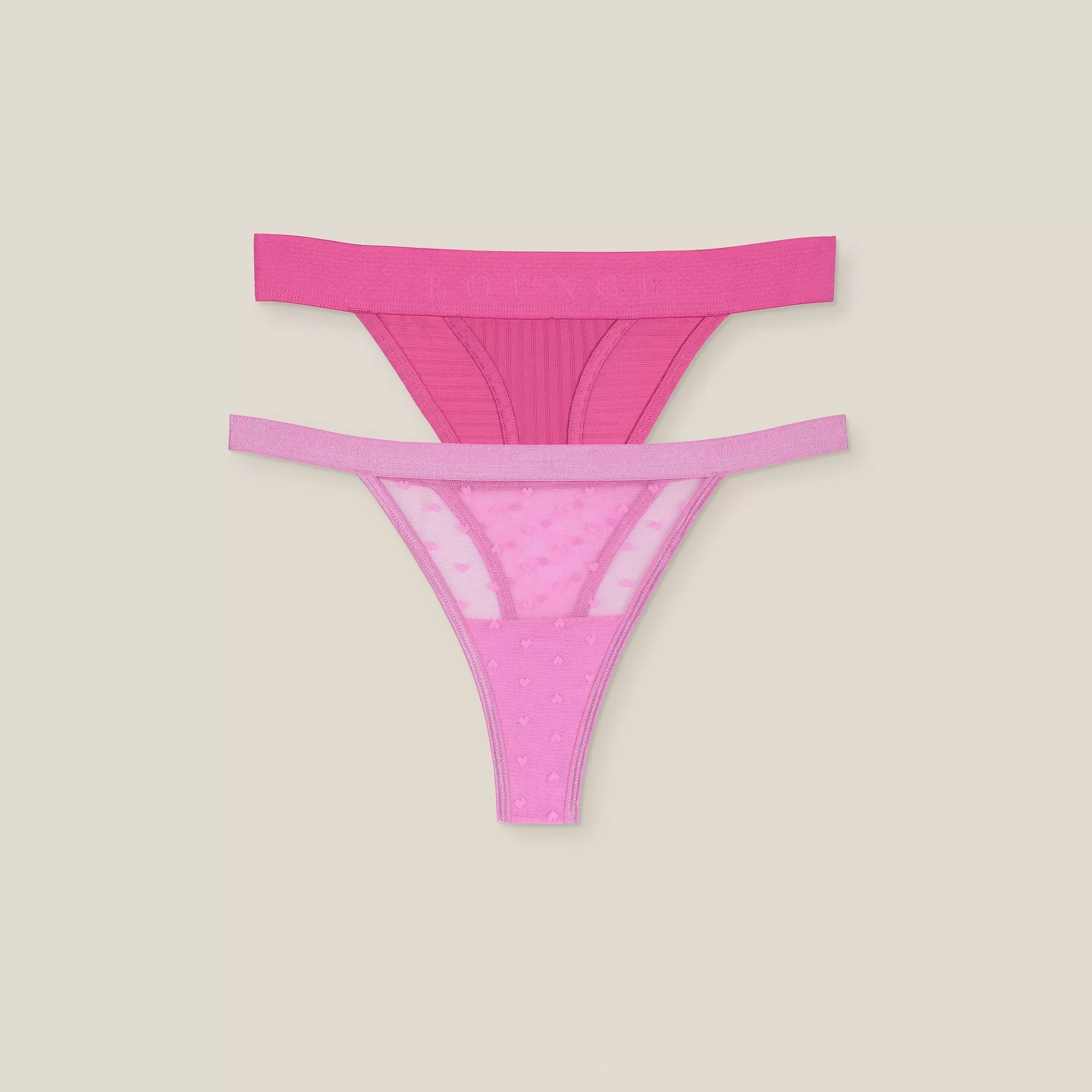 Lounge Limited Edition Love Heart/Bare Mesh String (2-Pack) - Roze New