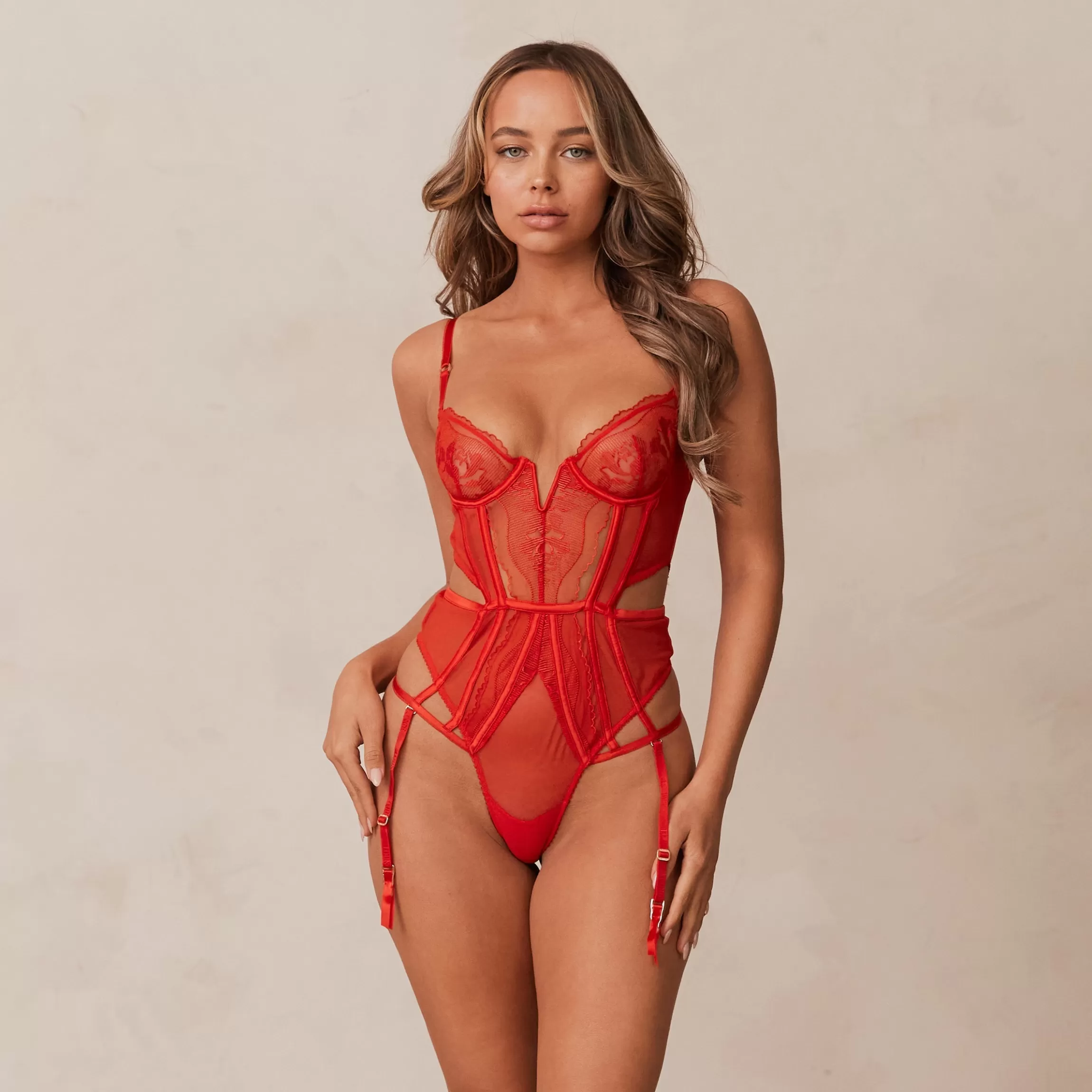 Lounge Mila Intimates Bodysuit - Rood Cheap