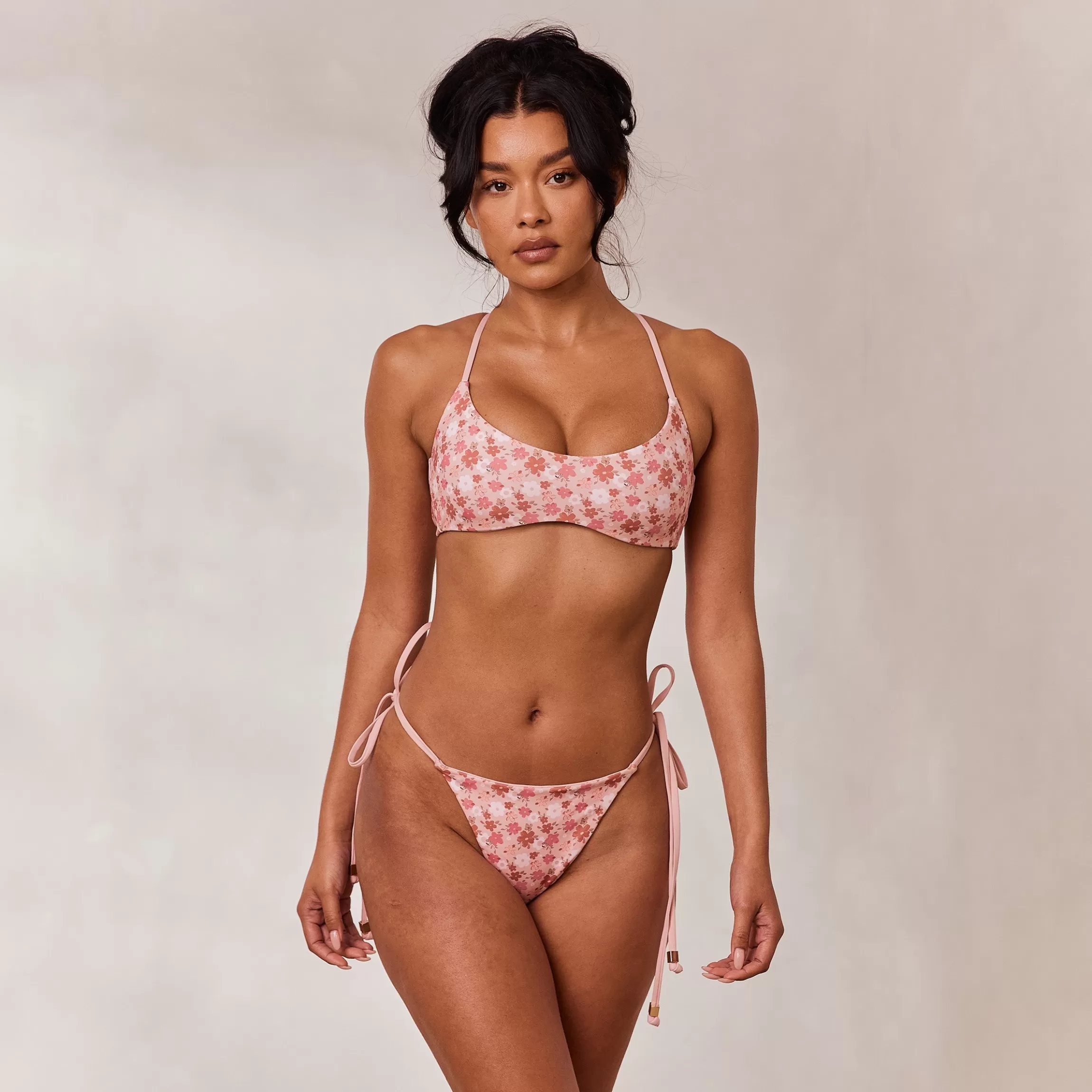 Lounge Omkeerbaar Bralette Bikinitop - Roze/Bloemenprint Clearance