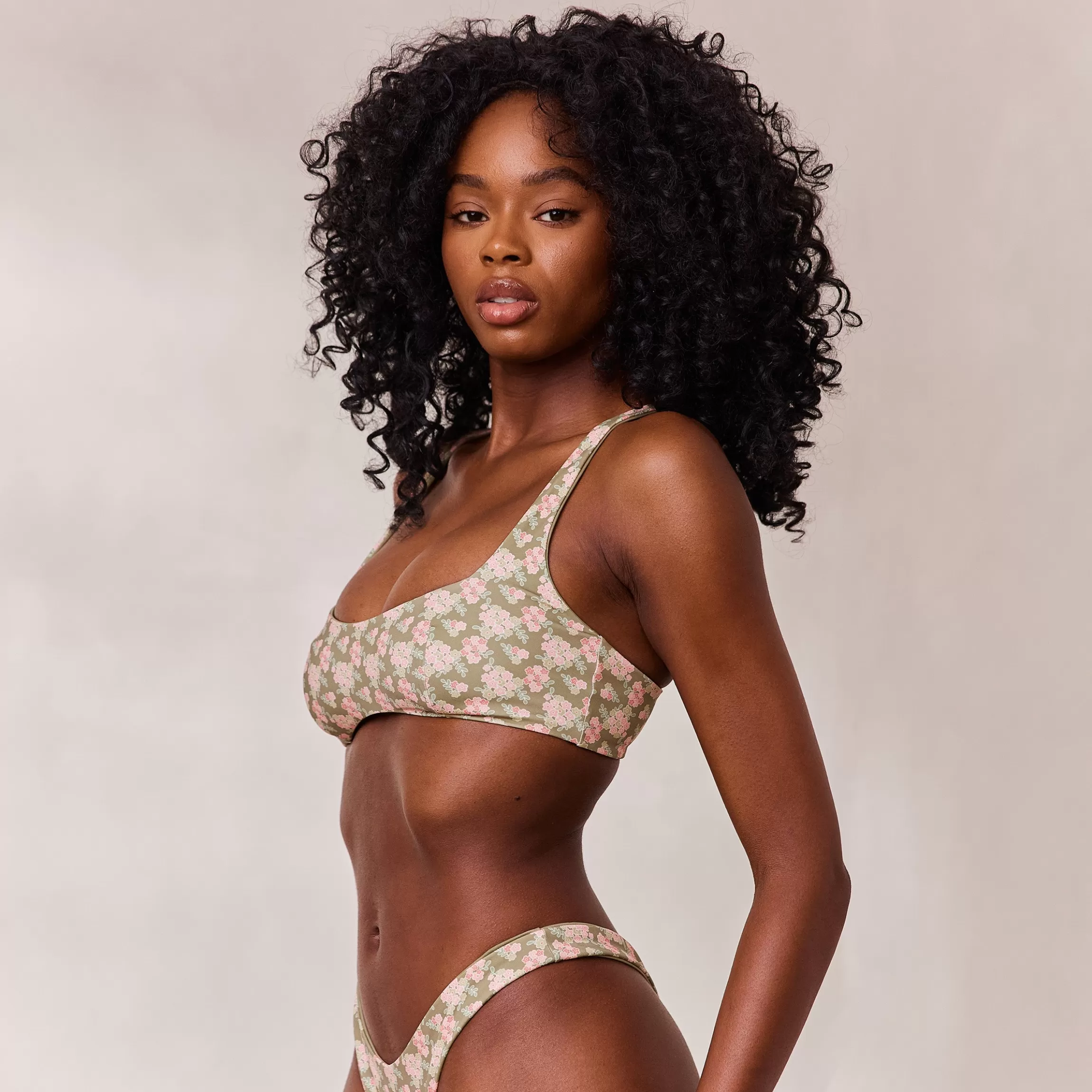Lounge Omkeerbaar Plunge Bikinitop - Groen/Bloemenprint Sale