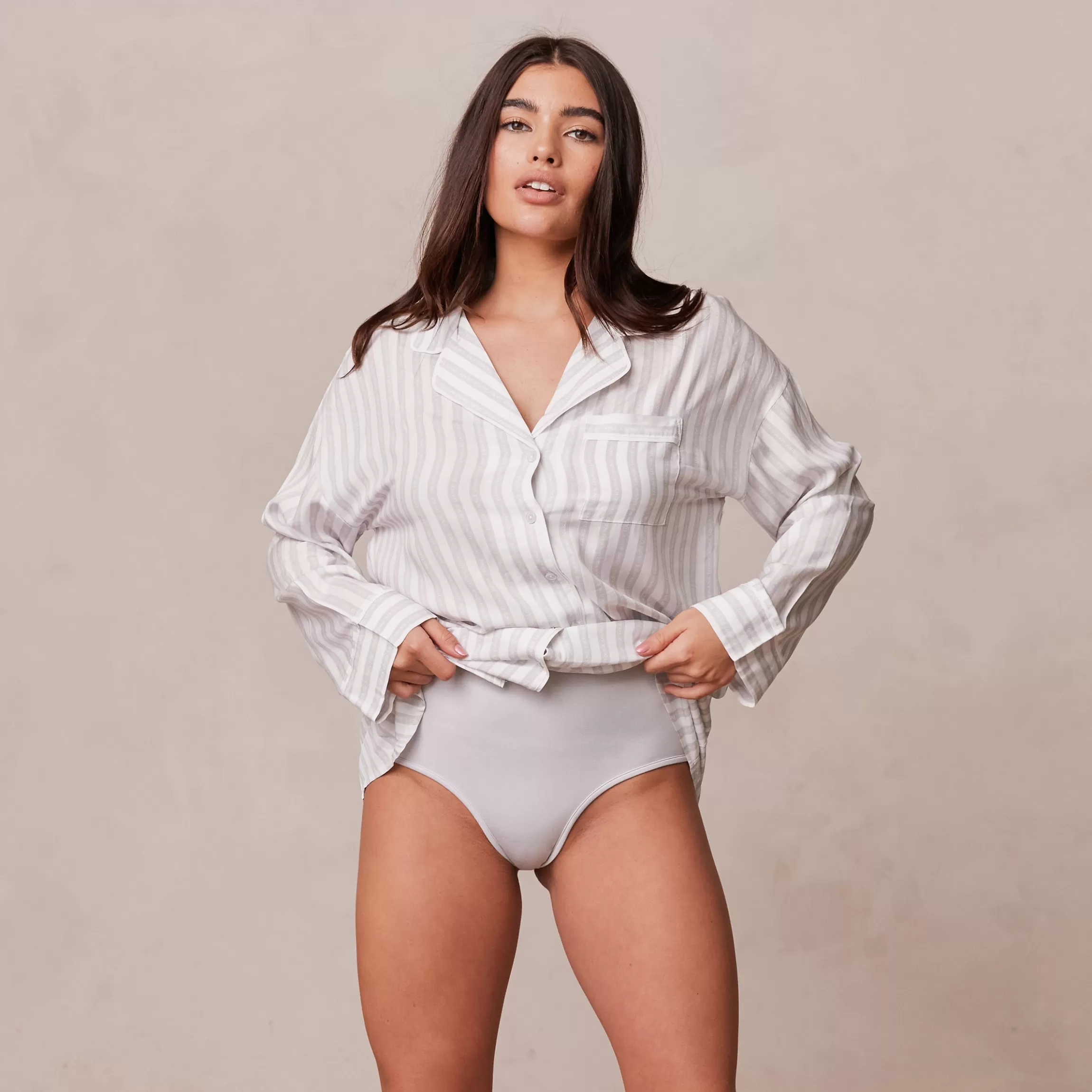 Lounge Pinstripe Oversized Pyjama Shirt - Frost Fashion
