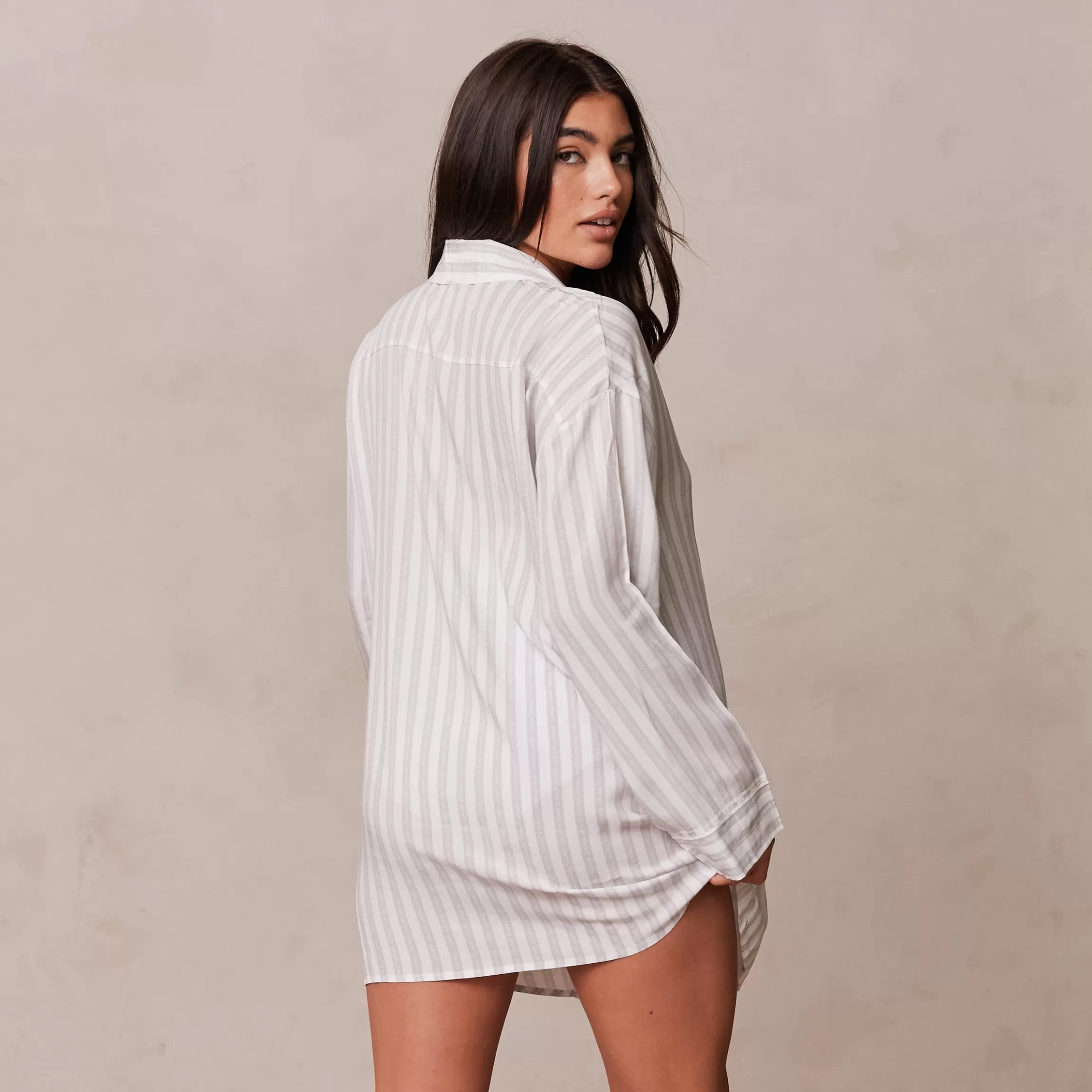 Lounge Pinstripe Oversized Pyjama Shirt - Frost Fashion
