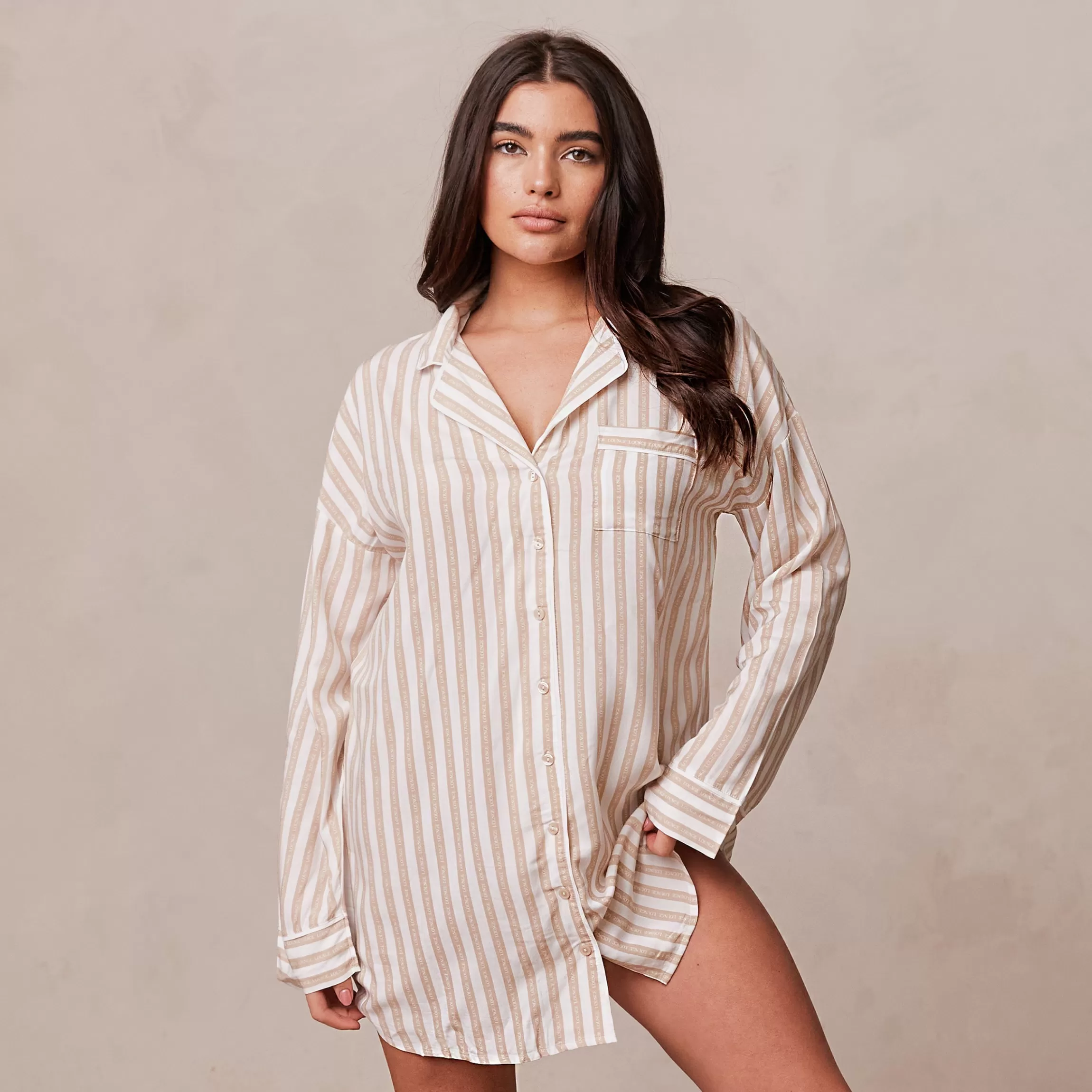 Lounge Pinstripe Oversized Pyjama Shirt - Nerts Hot