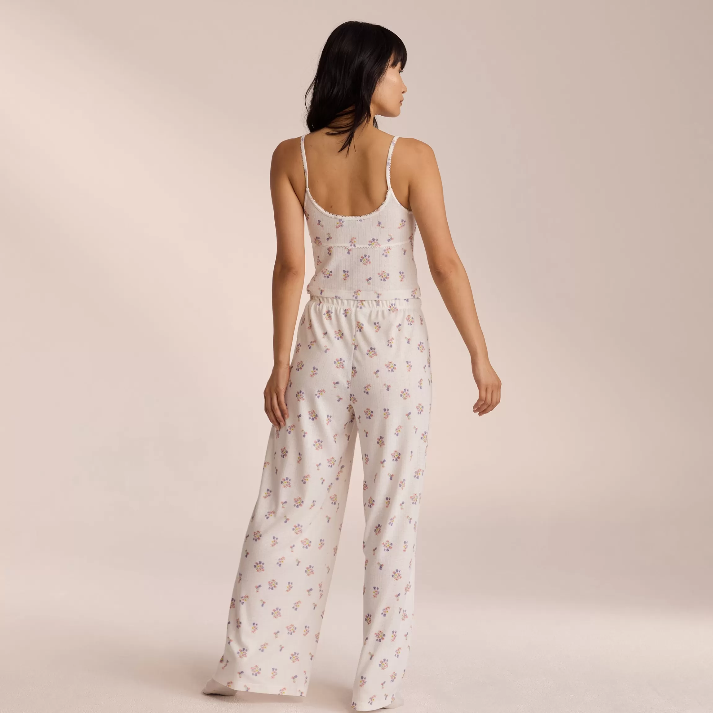 Lounge Pointelle Pyjamabroek - Bloemig Wit BloemigWit Hot