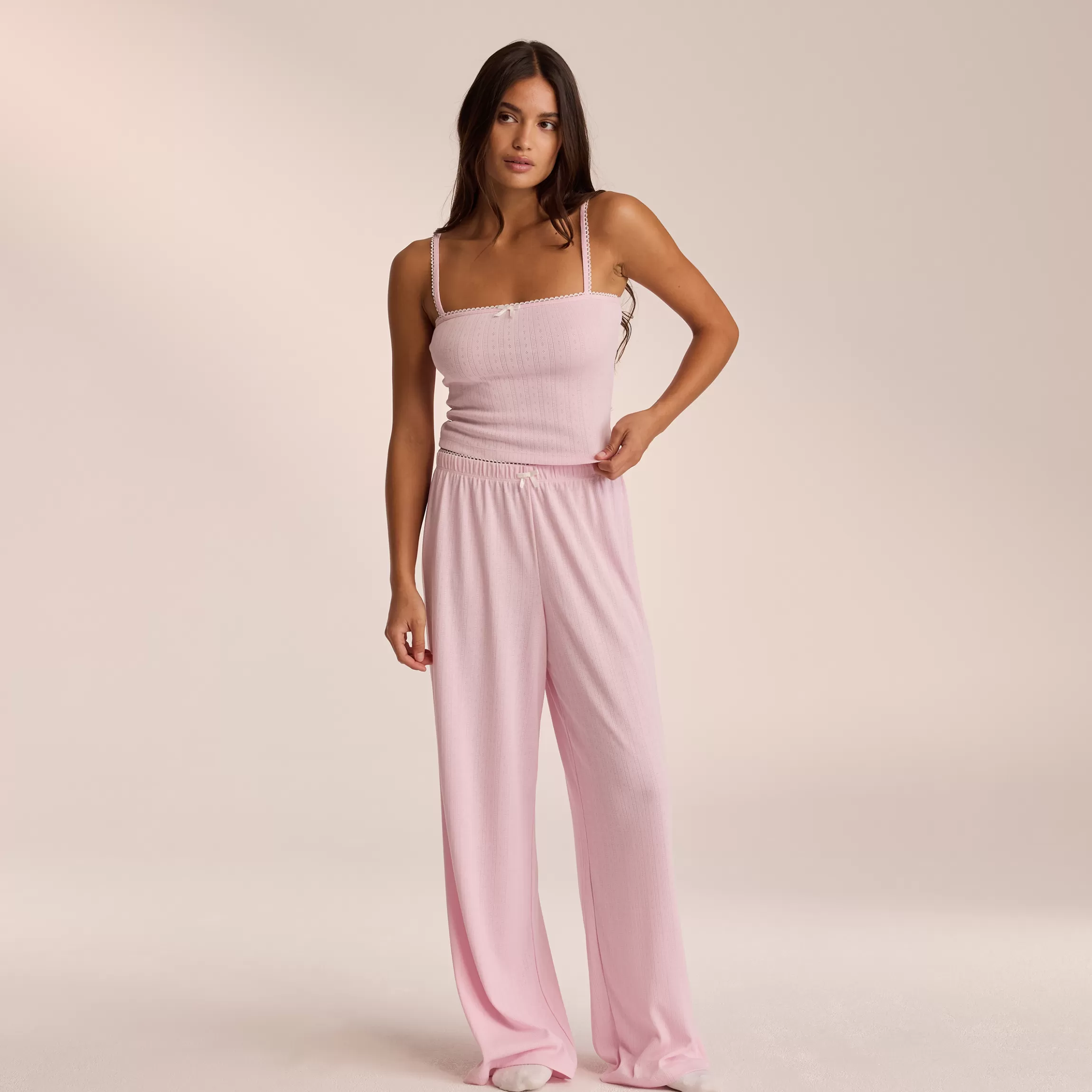 Lounge Pointelle Pyjamabroek - Roze Flash Sale