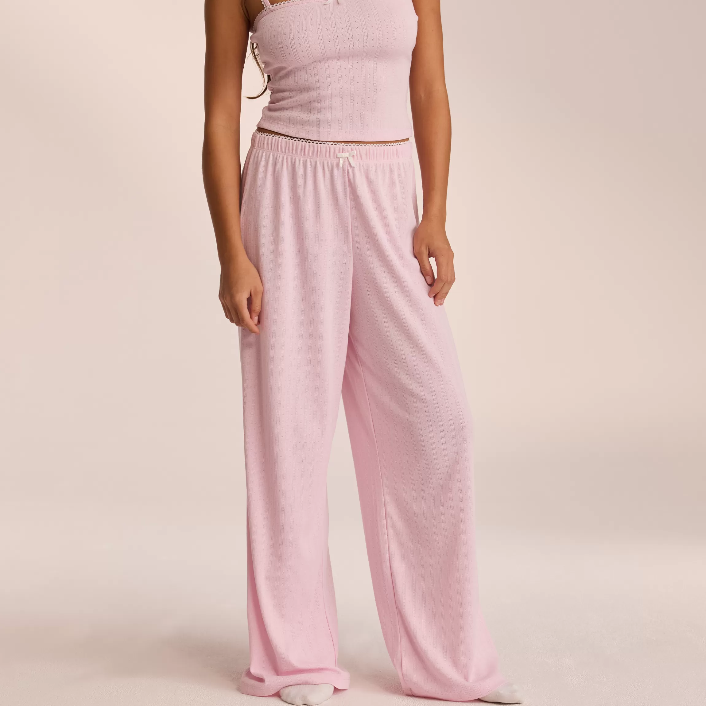 Lounge Pointelle Pyjamabroek - Roze Flash Sale