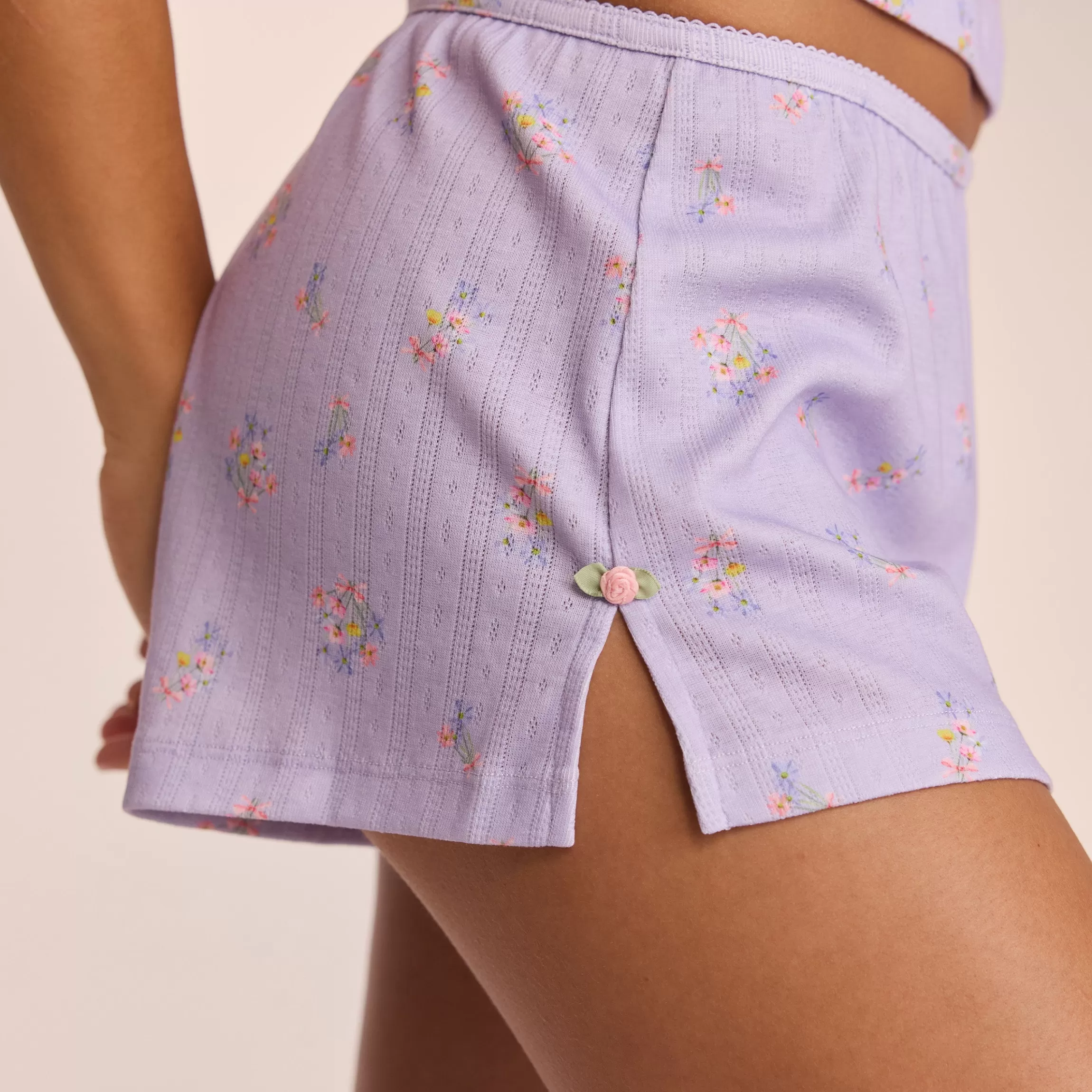 Lounge Pointelle Pyjamashorts - Bloemig Lila BloemigLila Store