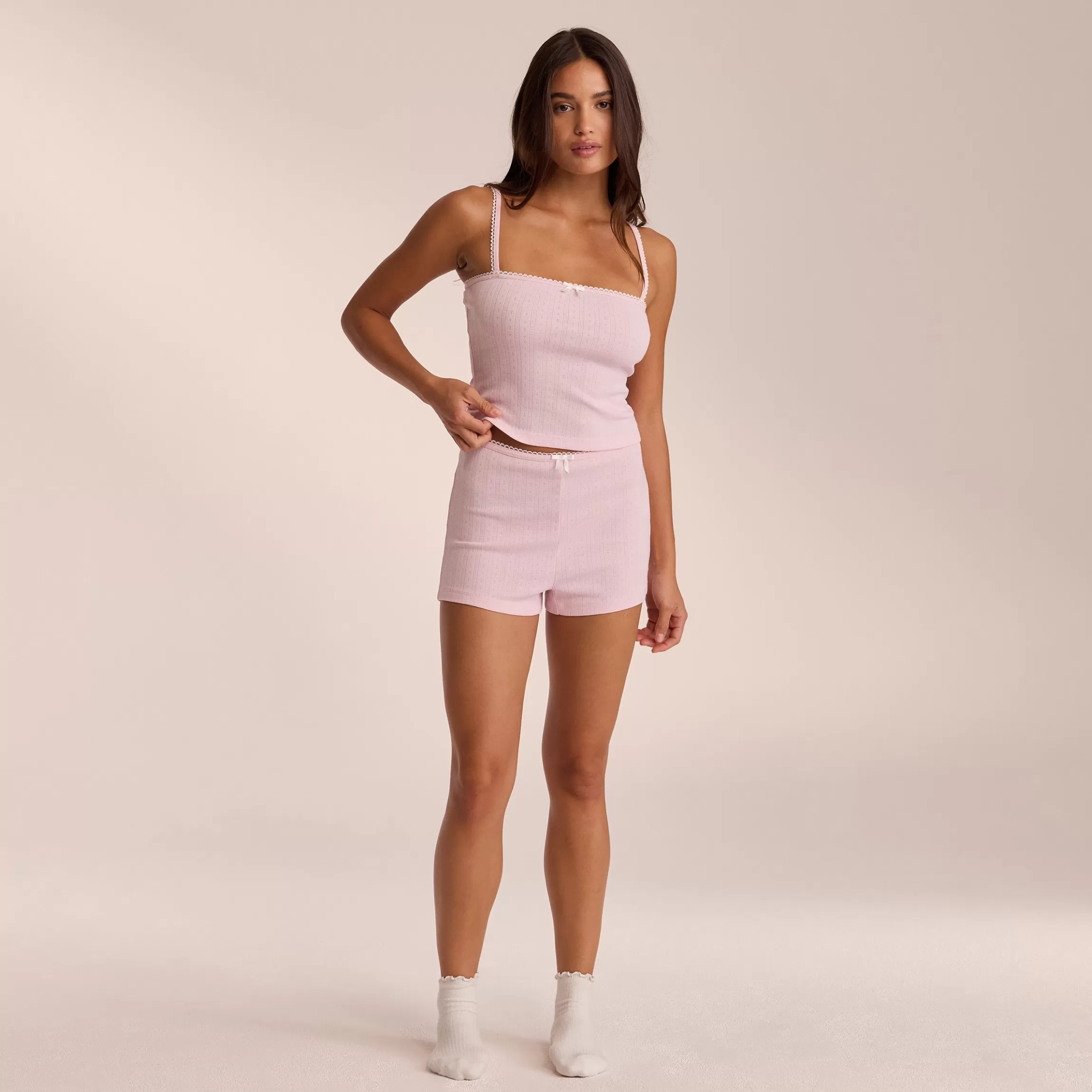 Lounge Pointelle Pyjamashorts - Roze Cheap