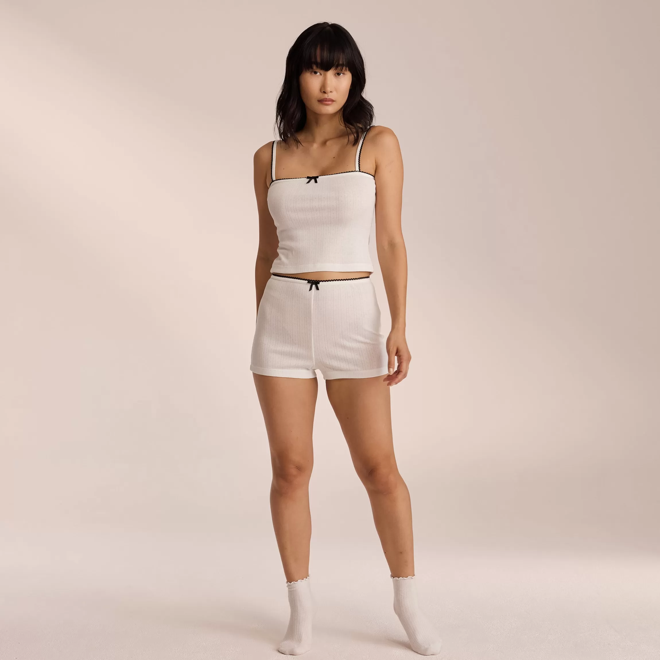 Lounge Pointelle Pyjamashorts - Wit Outlet
