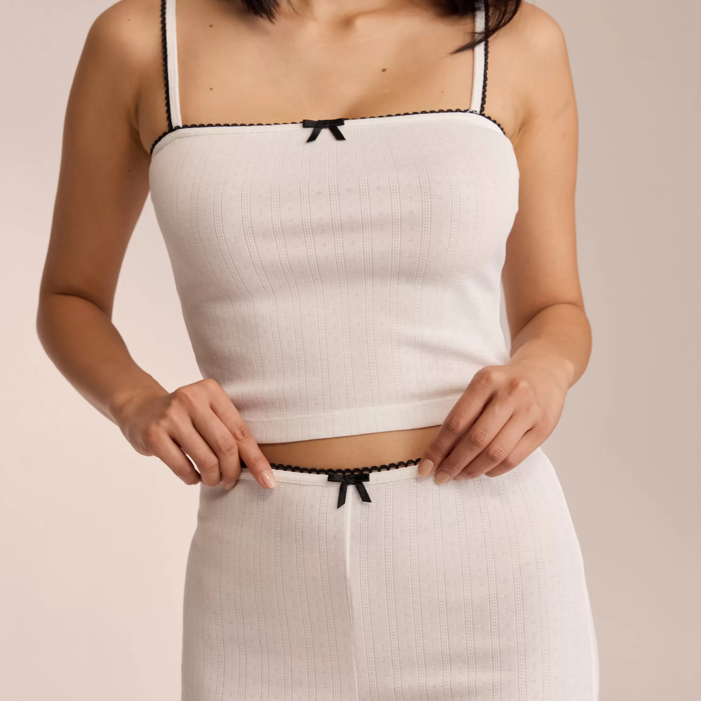 Lounge Pointelle Strappy Pyjama Top - Wit Clearance