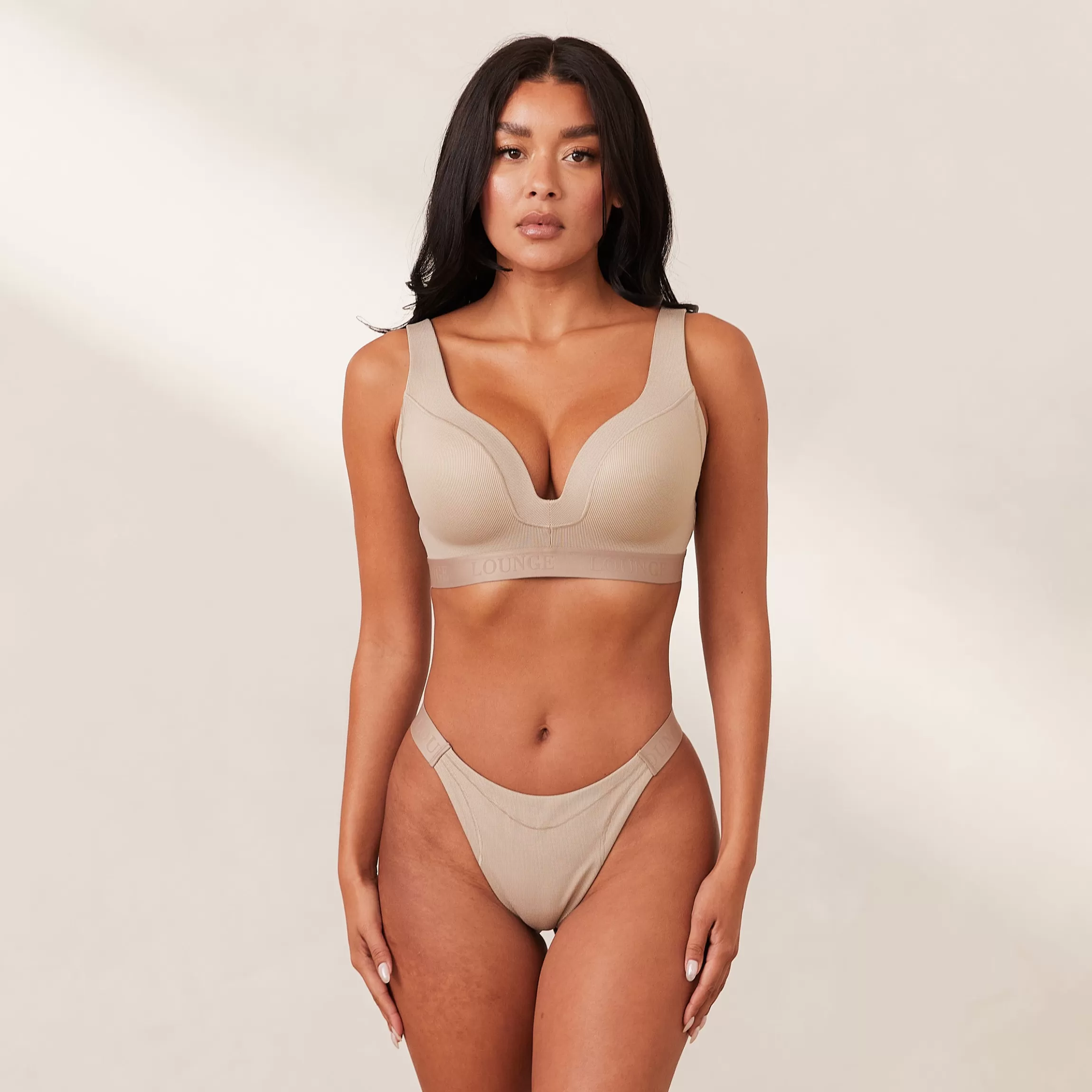 Lounge Ribbed Mindful BH & String/Slip Set - Nerts Cheap