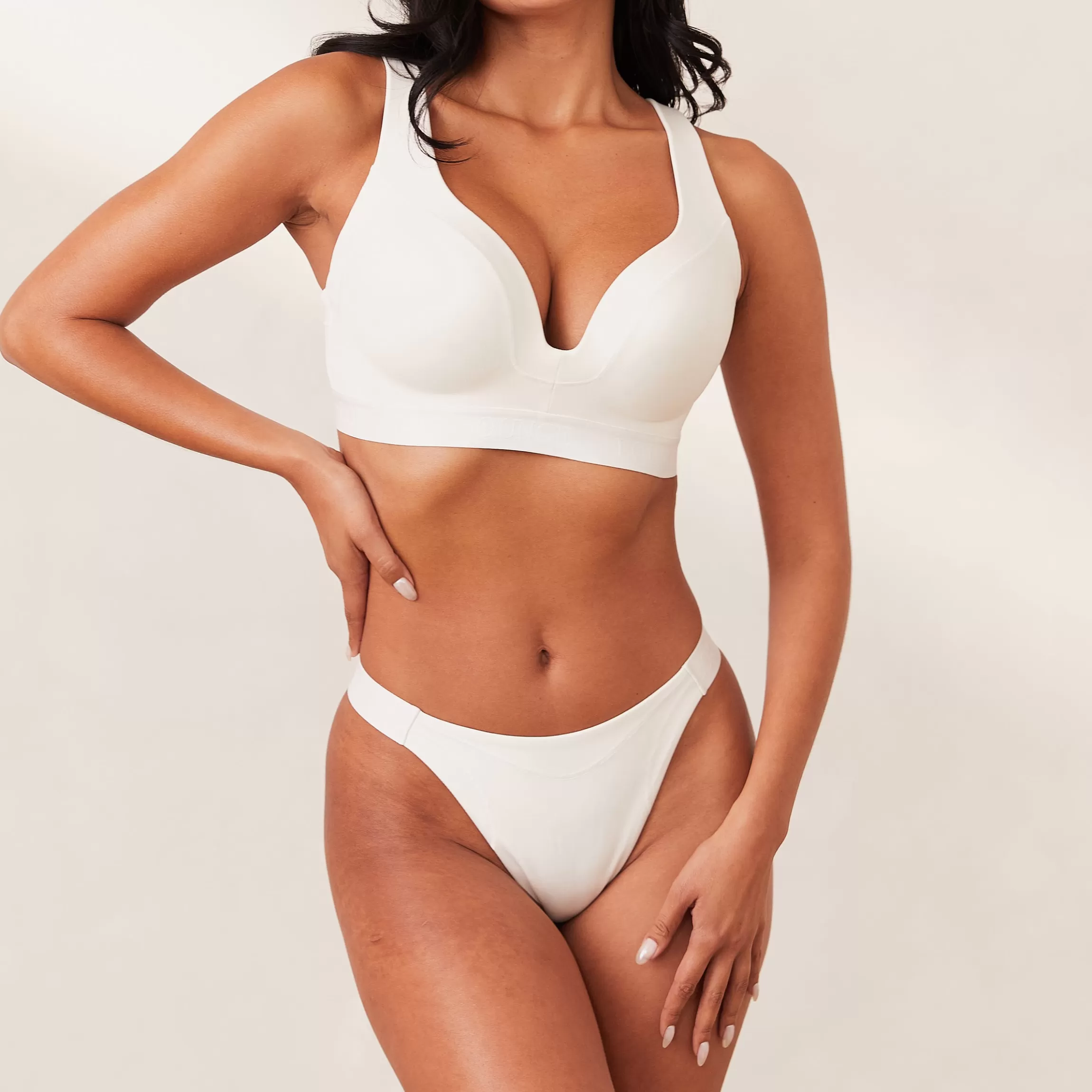Lounge Ribbed Mindful BH & String/Slip Set - Wit Best