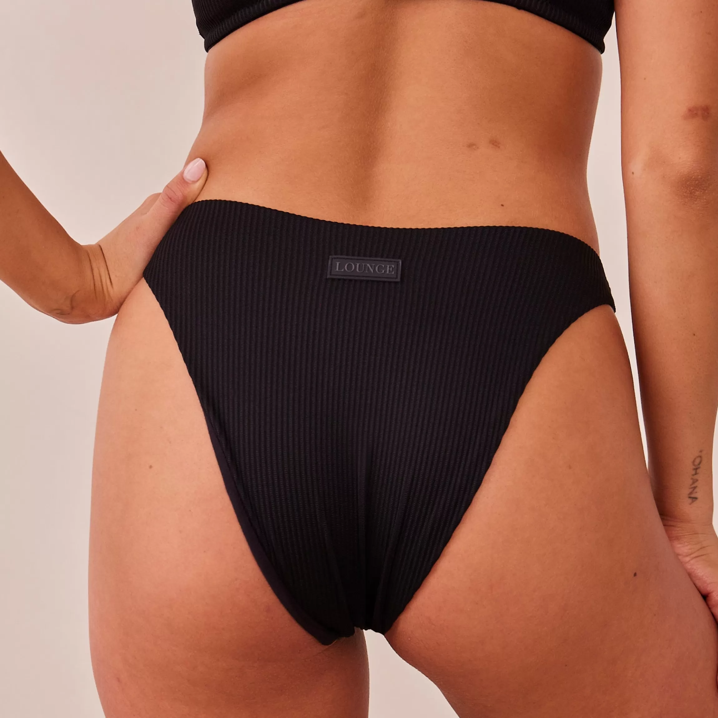 Lounge Ribbed Triangle Trusser - Zwart Cheap