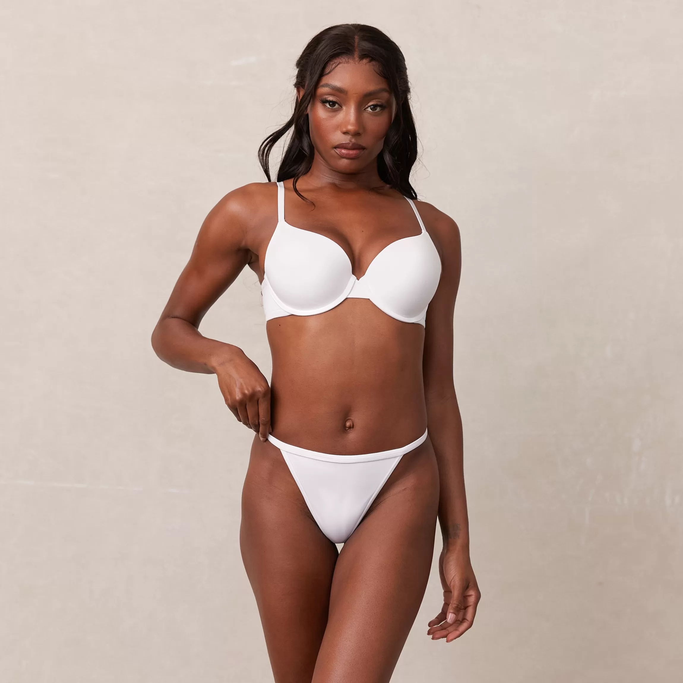 Lounge Sculpt Push-Up T-shirt BH & G-string/Slip Set - Wit Outlet