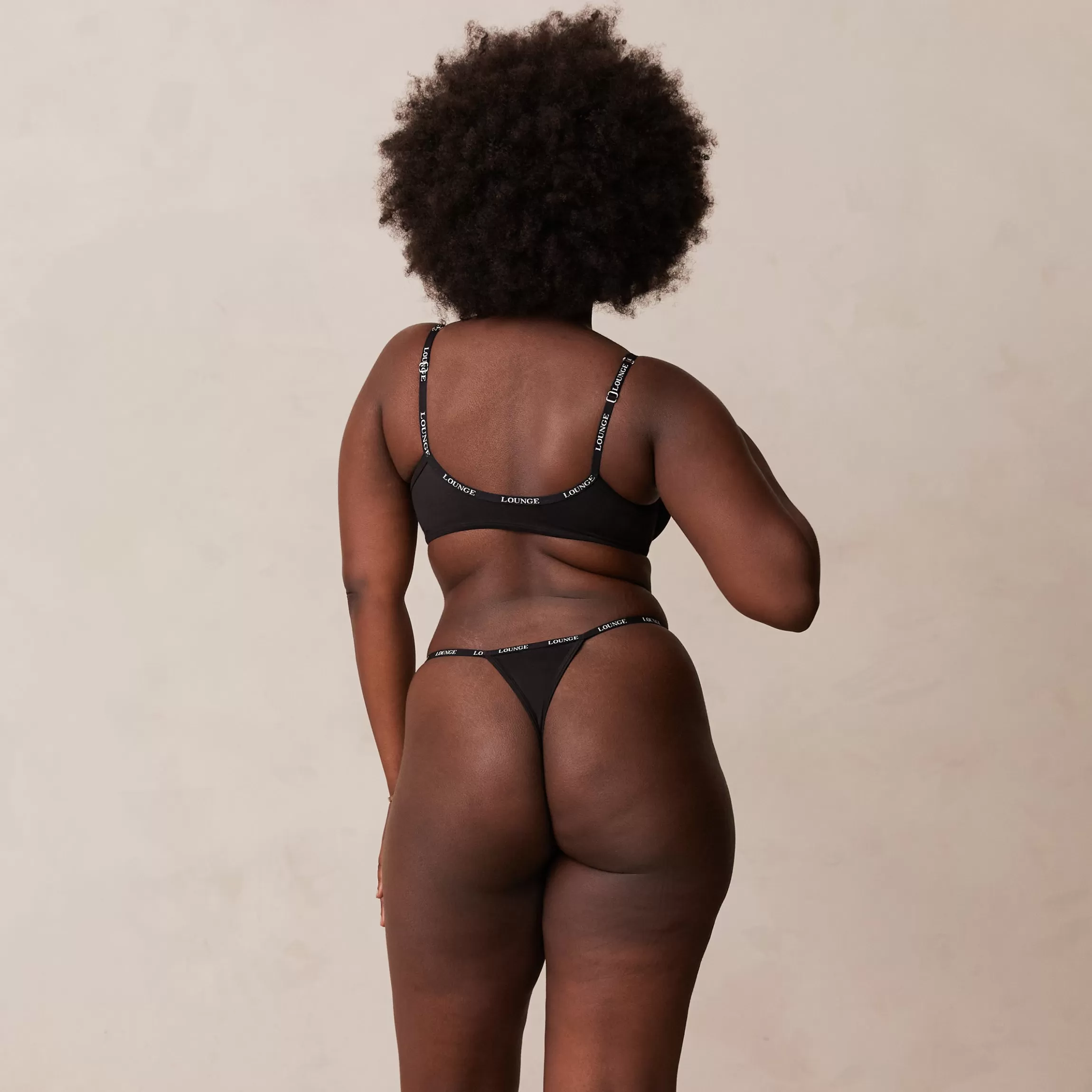 Lounge Smooth Front Fastening BH & String/Slip Set - Zwart Cheap