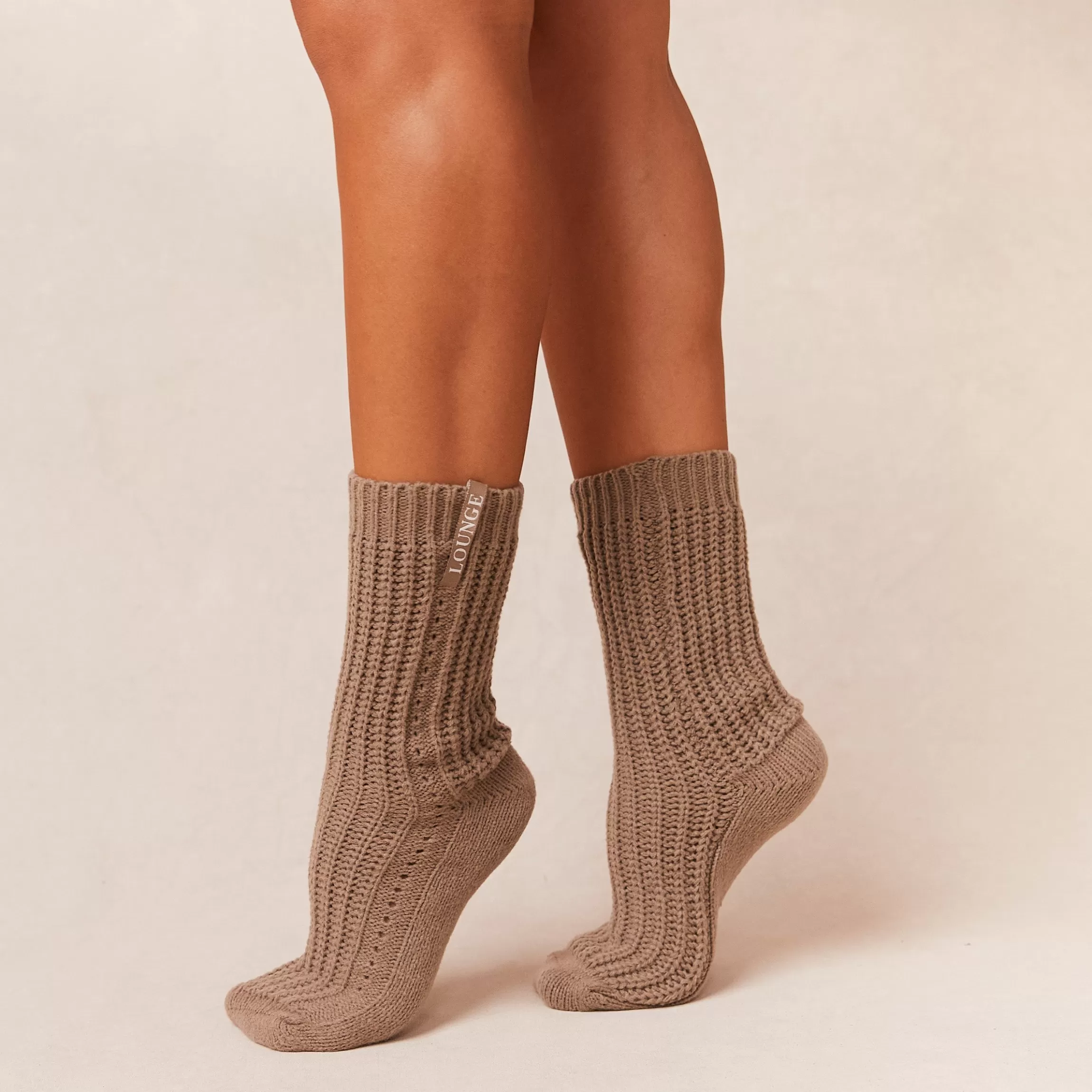 Lounge Snooze Gebreide Sokken - Fawn Cheap