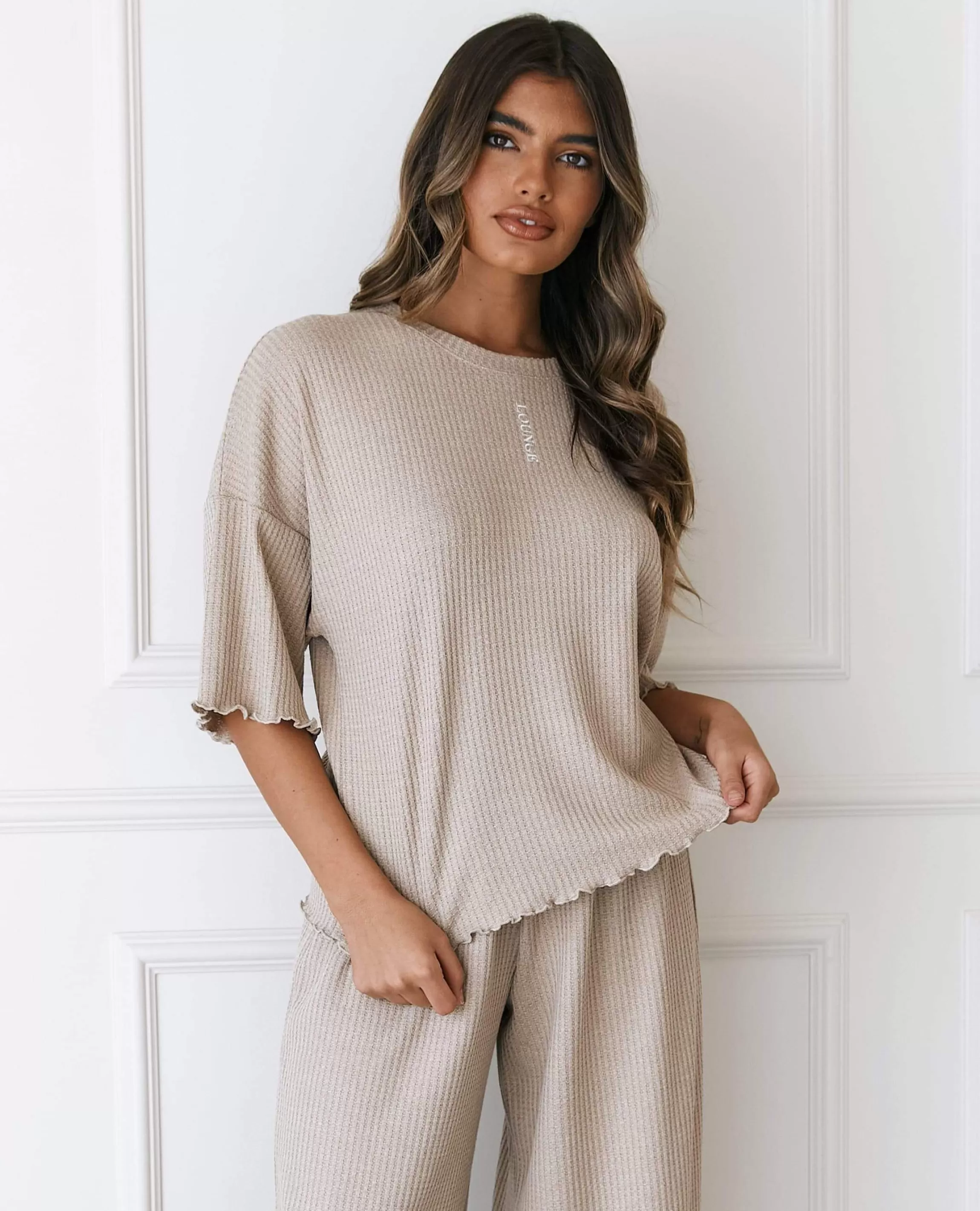 Lounge Soft Waffle Pyjamaset Top - Nerts Clearance