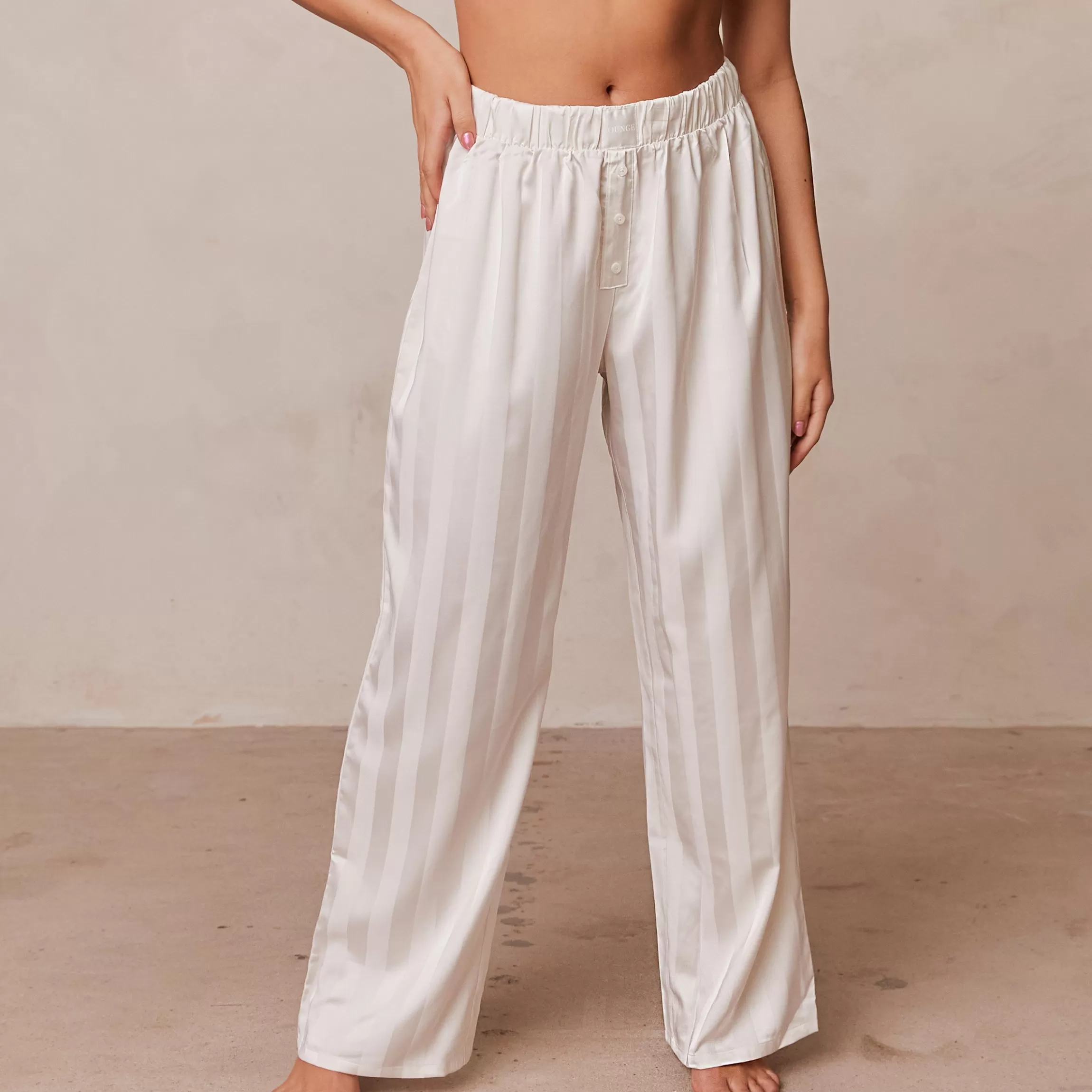 Lounge Striped Satin Pyjama Broek - Parel Cheap