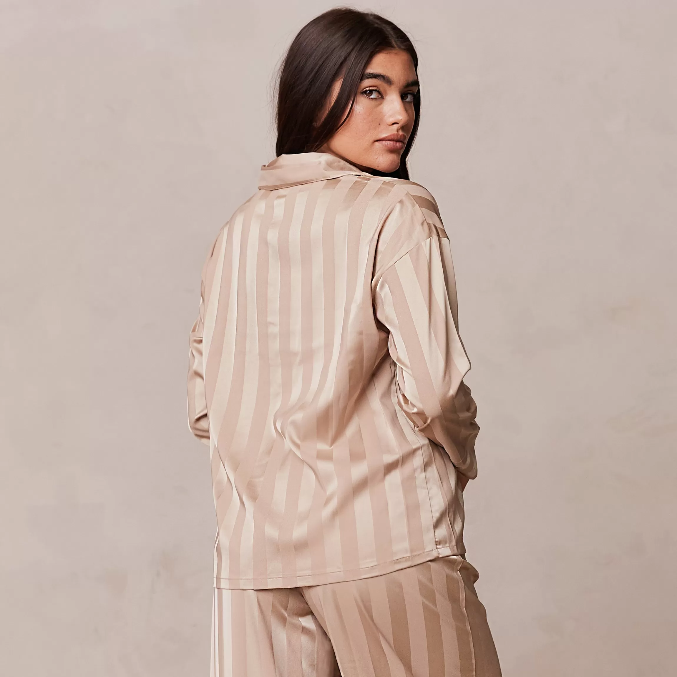 Lounge Striped Satin Pyjama Shirt - Nerts New