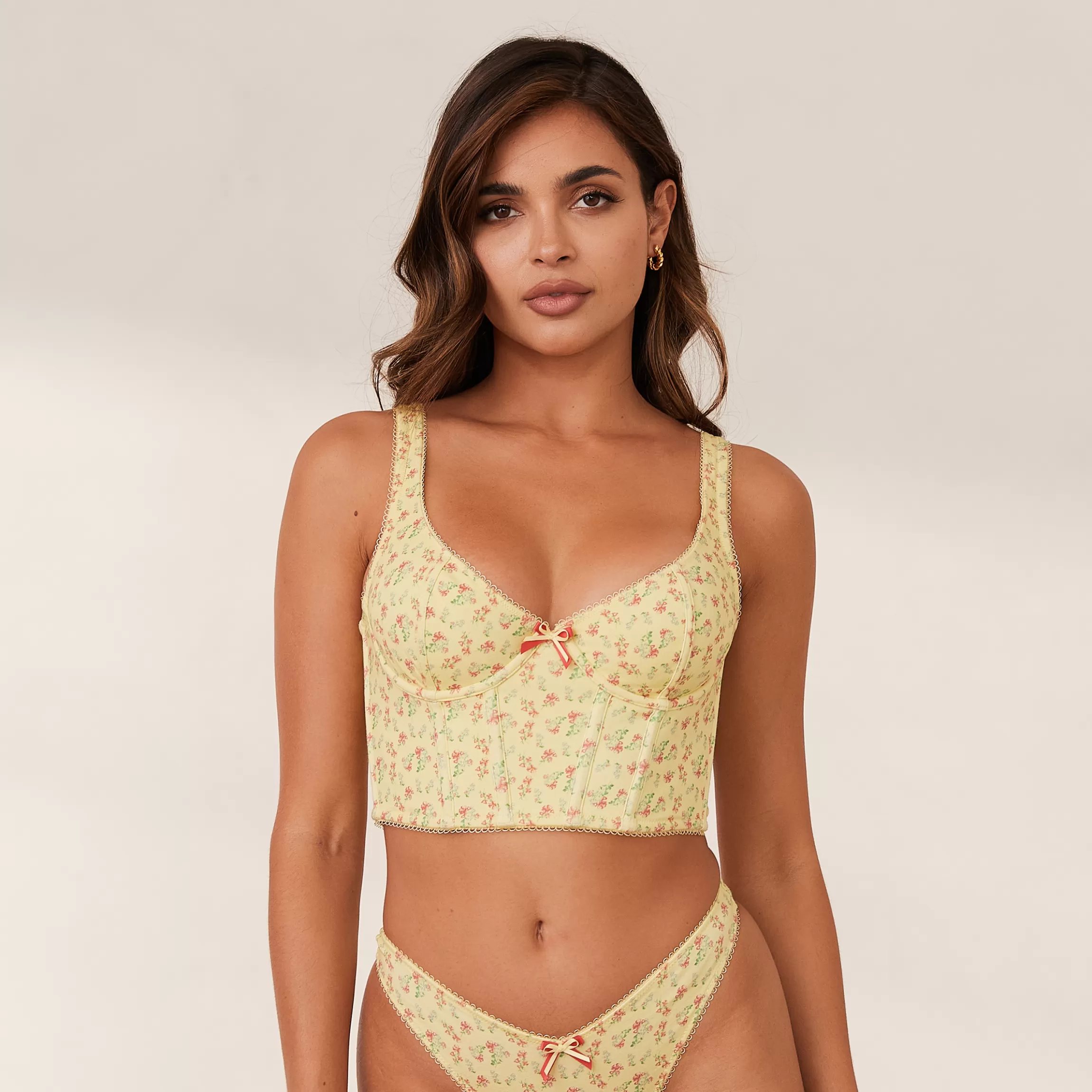 Lounge Sweet Longline BH & G-string Set - Lemon Floral CitroenBloemig Sale