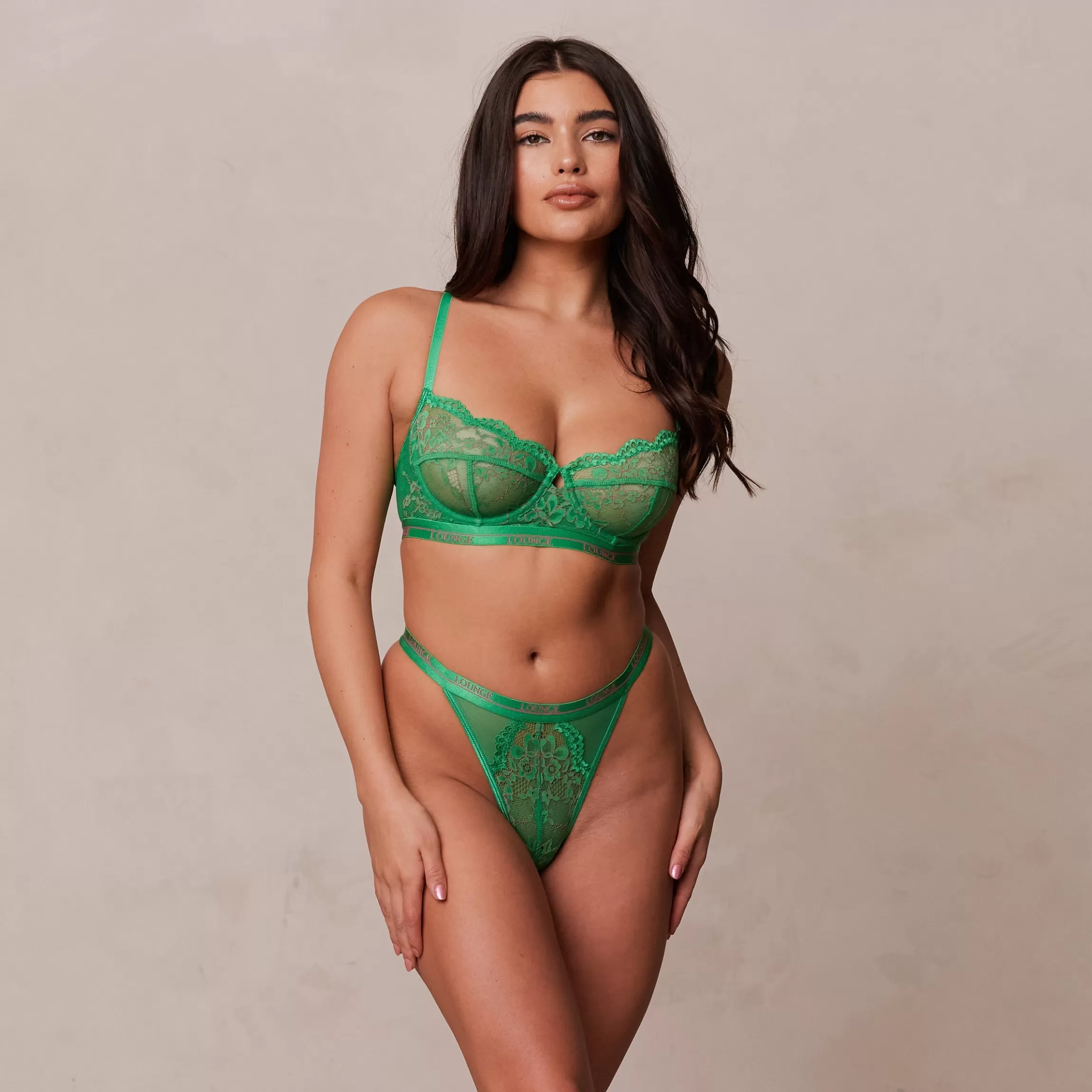 Lounge Tweekleurig Blossom Balcony BH & String Set - Groen Hot